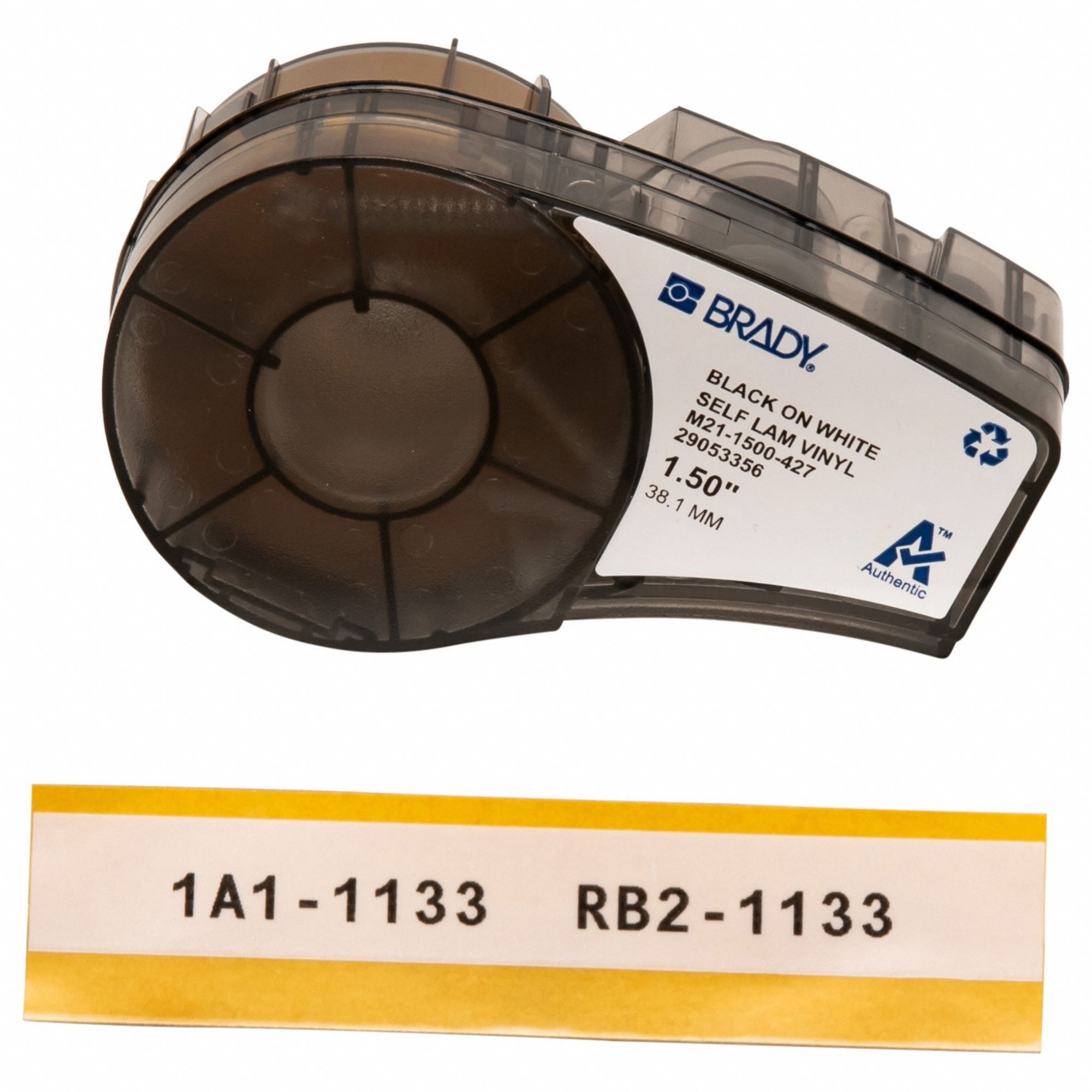 Wraparound Label: 1 1/2 in, 1 1/2 in x 14 ft, Vinyl, White (Matte), For 10 AWG to 4 AWG Wire Gauge