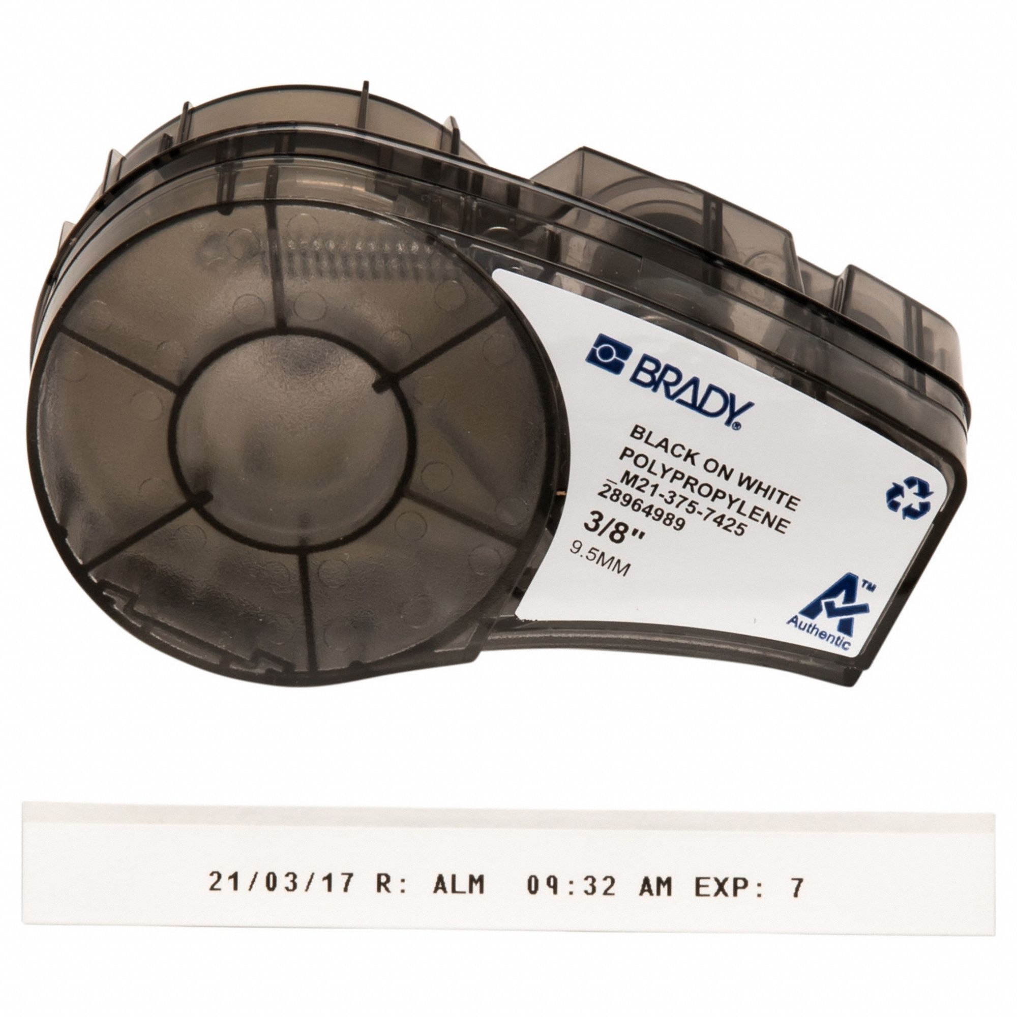 Combined Label and Ribbon Cartridge: 3/8 in, 21 ft, Cryogenic Autoclavable Polypropylene