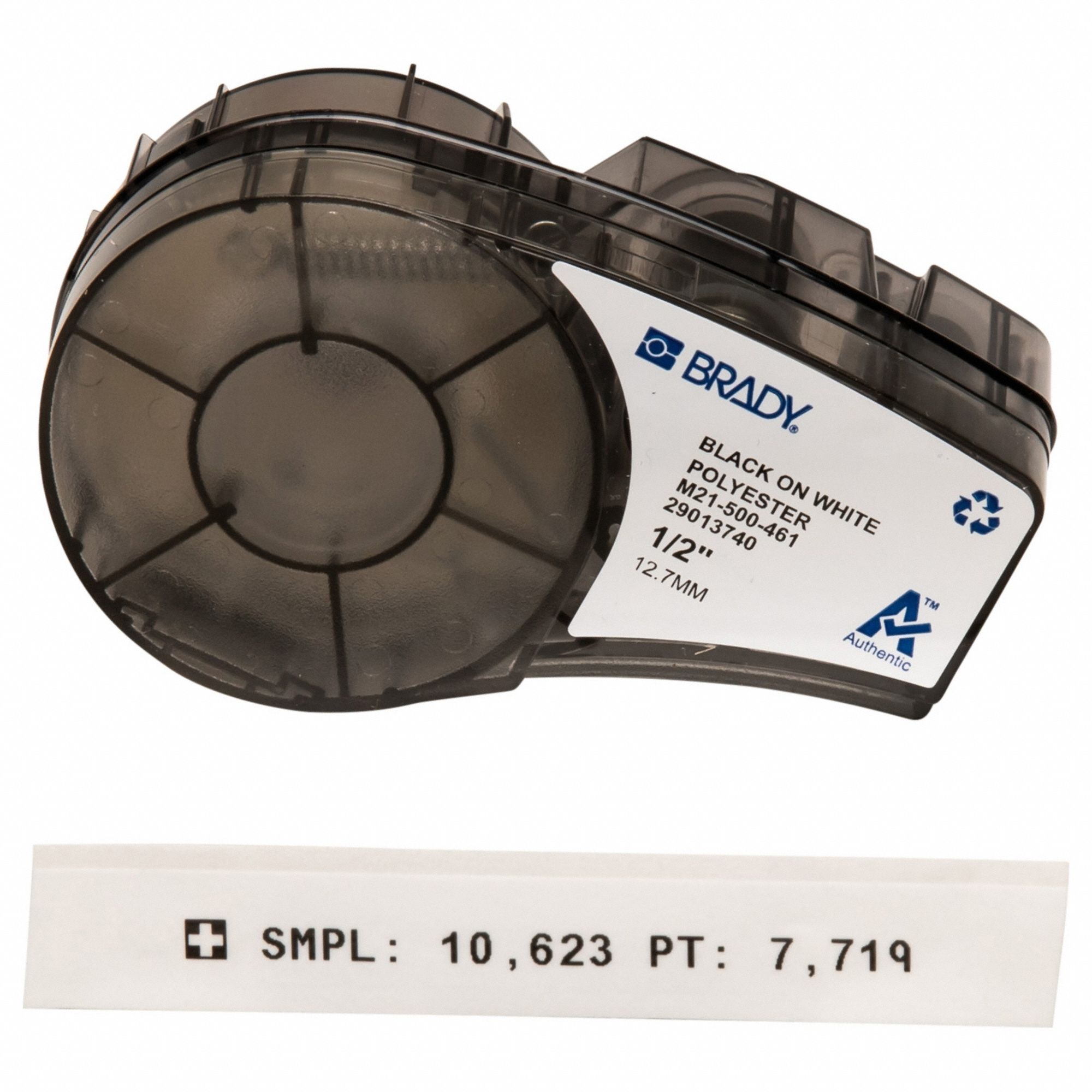 Combined Label and Ribbon Cartridge: 1/2 in, 21 ft, Cryogenic Autoclavable Polyester, Black on White