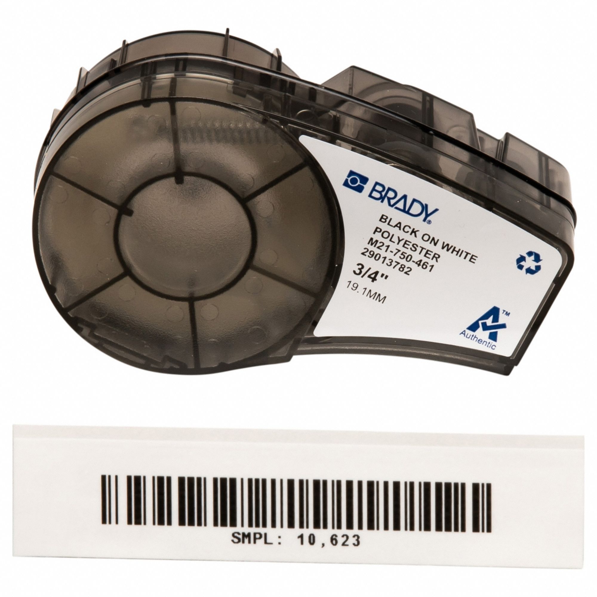 Combined Label and Ribbon Cartridge: 3/4 in, 21 ft, Cryogenic Autoclavable Polyester, Black on White