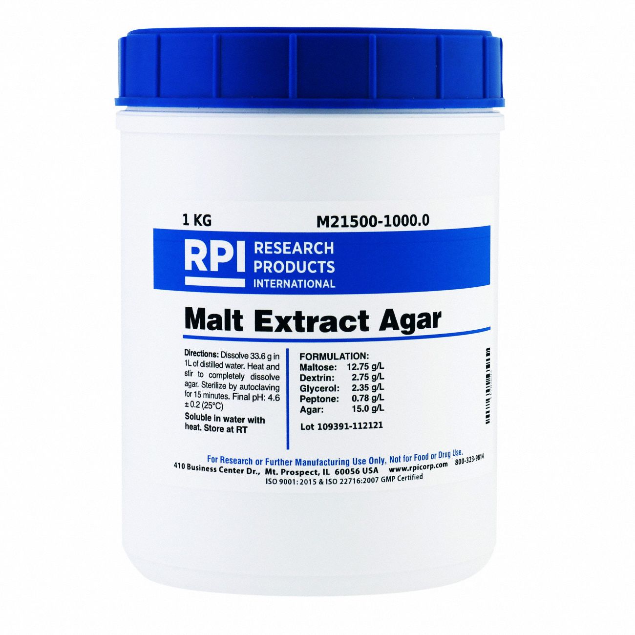 RPI, 1 kg Container Size, Powder, Malt Extract Agar 31FZ88M21500