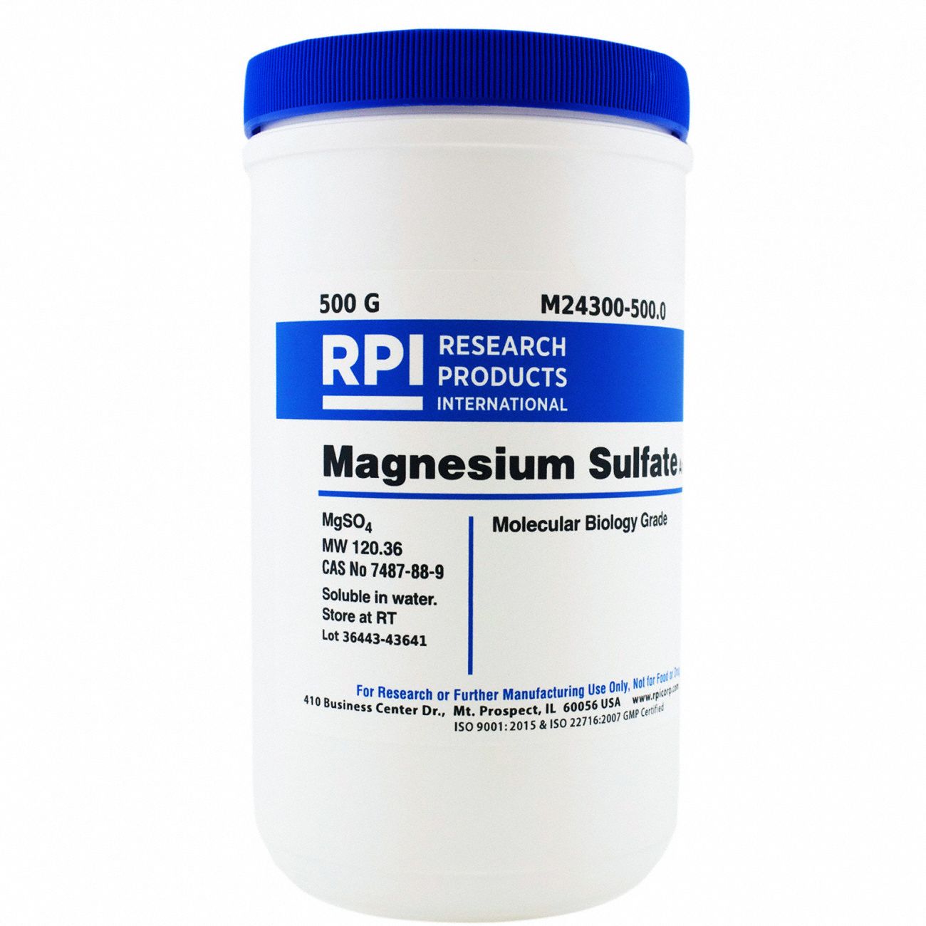 RPI, 500 g Container Size, Powder, Magnesium Sulfate/Anhydrous 31GA13M24300500.0 Grainger