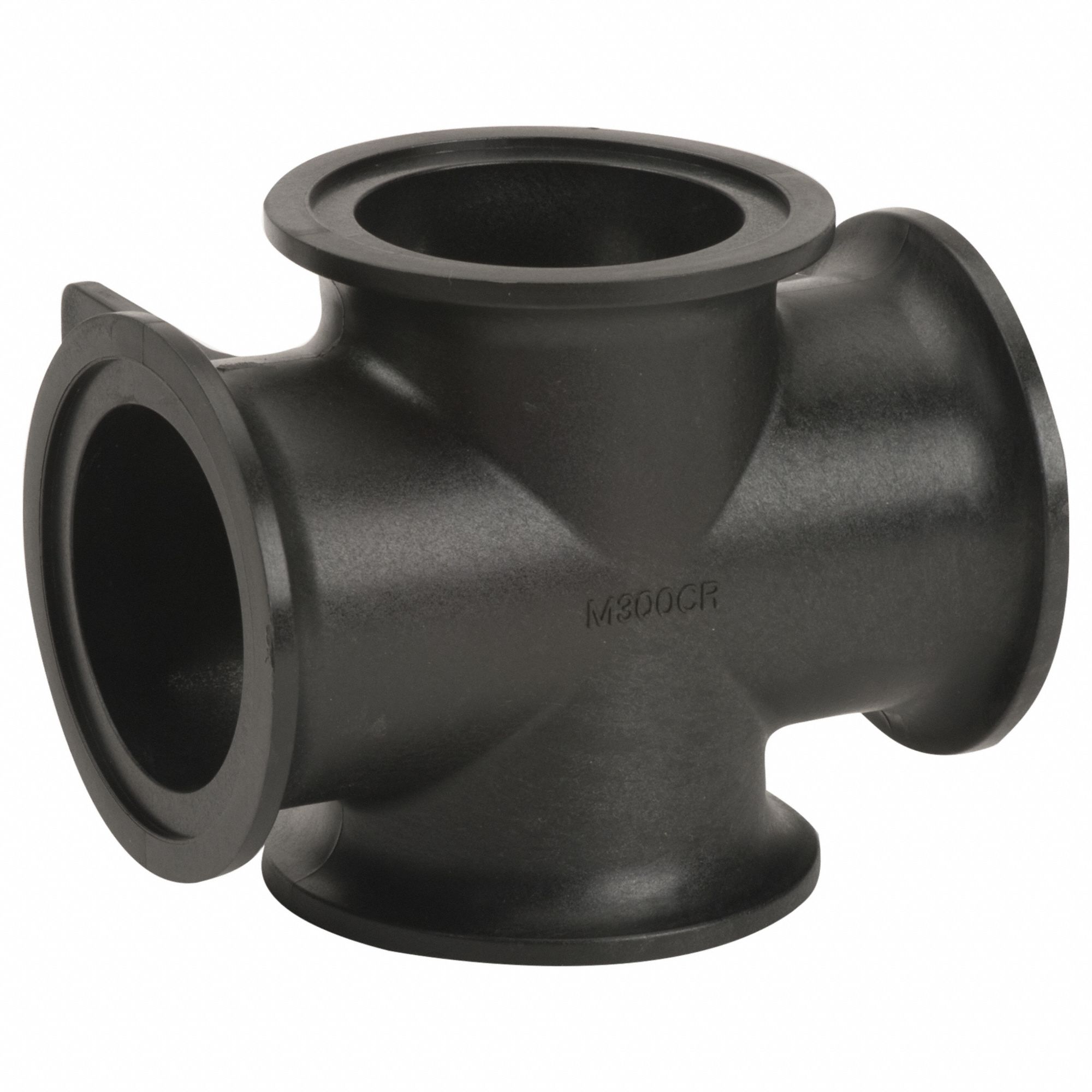 Flange: Cross, 3 in Fitting Pipe Size, Schedule 80, Flange, Black, 125 psi Max Op Pressure