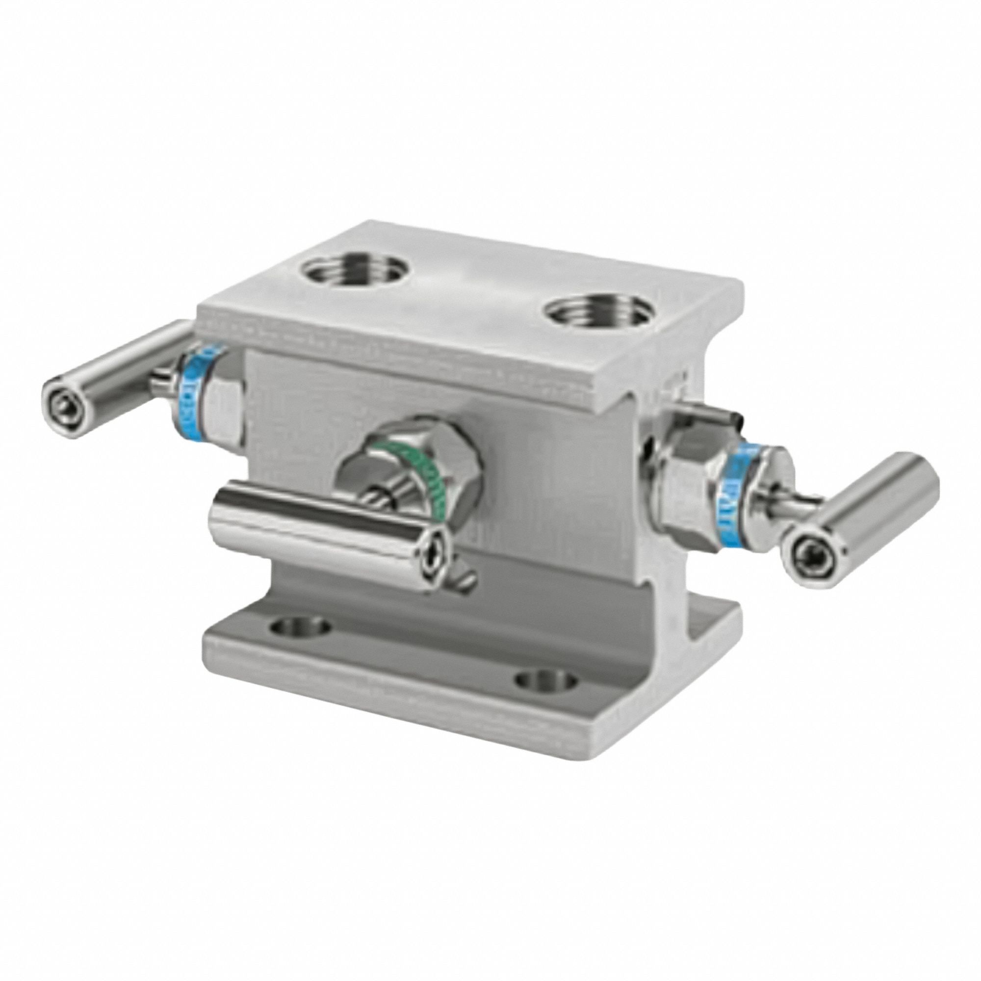 Three-Way Valve: Stainless Steel, Flange, Flange, 6, 000 psi Pressure, PTFE