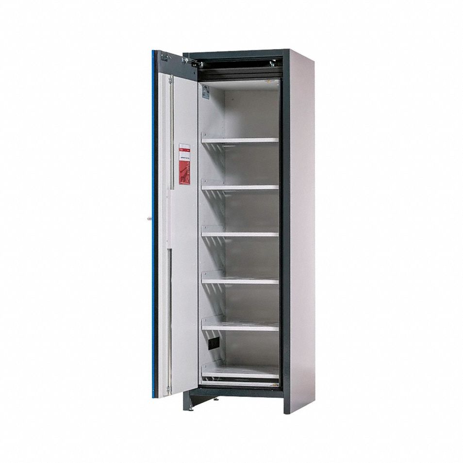 Battery Storage Cabinet: 24 3/16 in x 24 in x 77 in, Auto, 1 Doors, Lockable, 6 Shelves