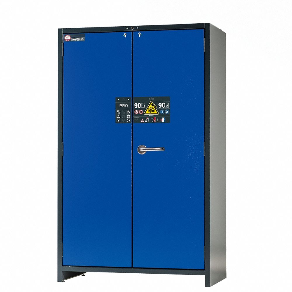Safety Cabinets with Charging Outlets: 24 in x 47 in x 77 in, Auto, 2 Doors, Lockable, Gray