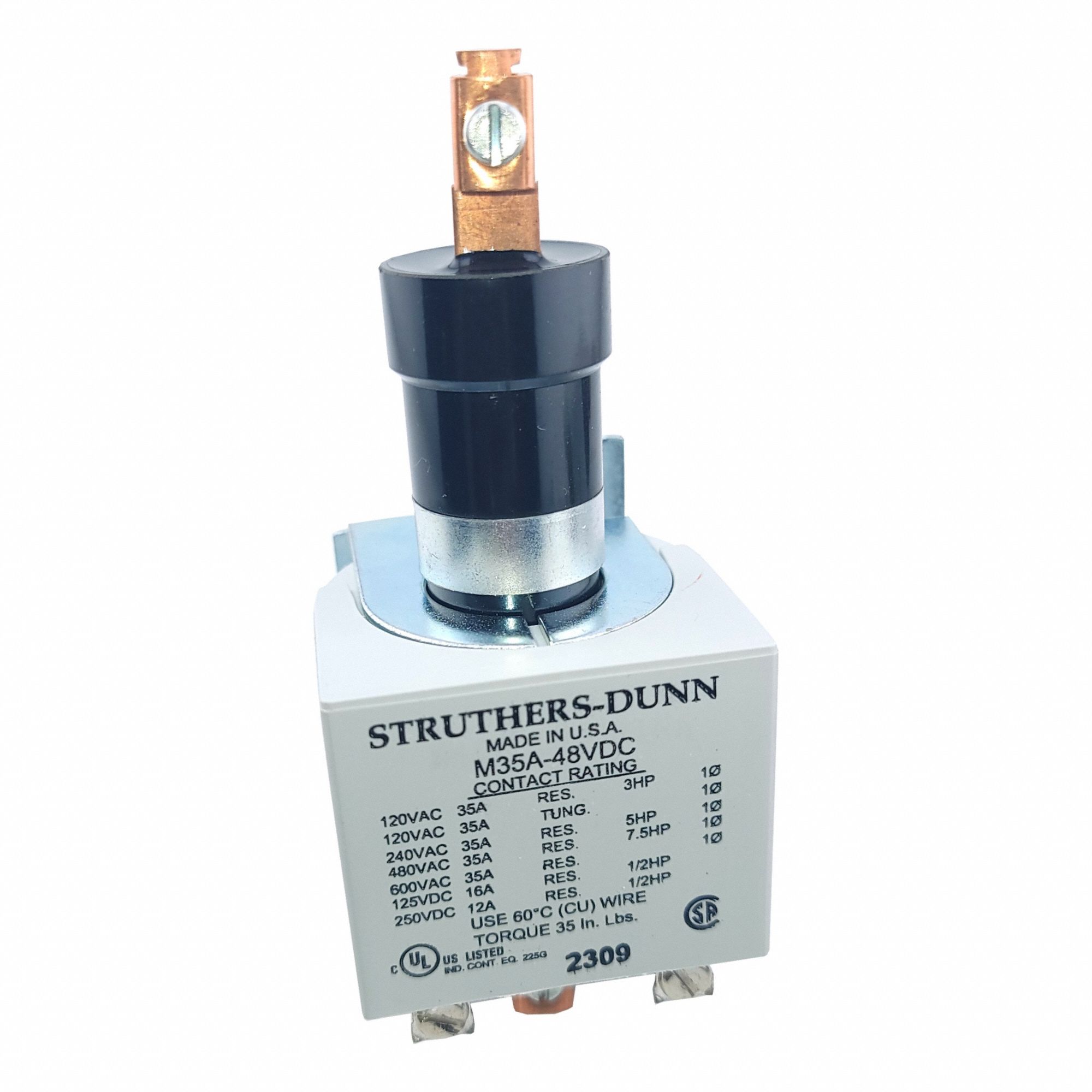 Mercury Displacement Contactor: 48V DC, 35 A Full Load Current - Resistive, 1 Poles