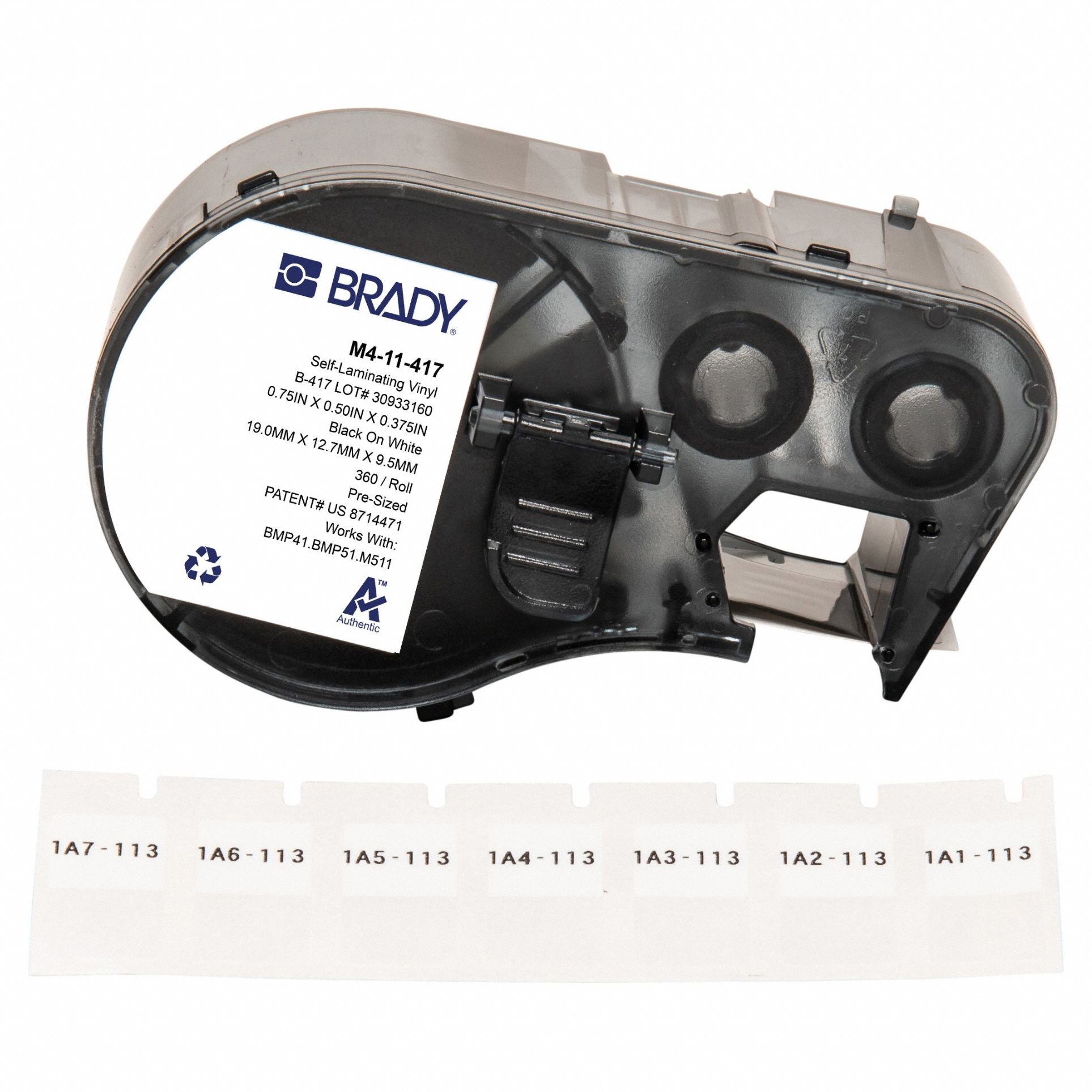 Wraparound Label: 3/4 in x 1/2 in, Self-Extinguishing Vinyl, White (Matte), 360 Labels Included