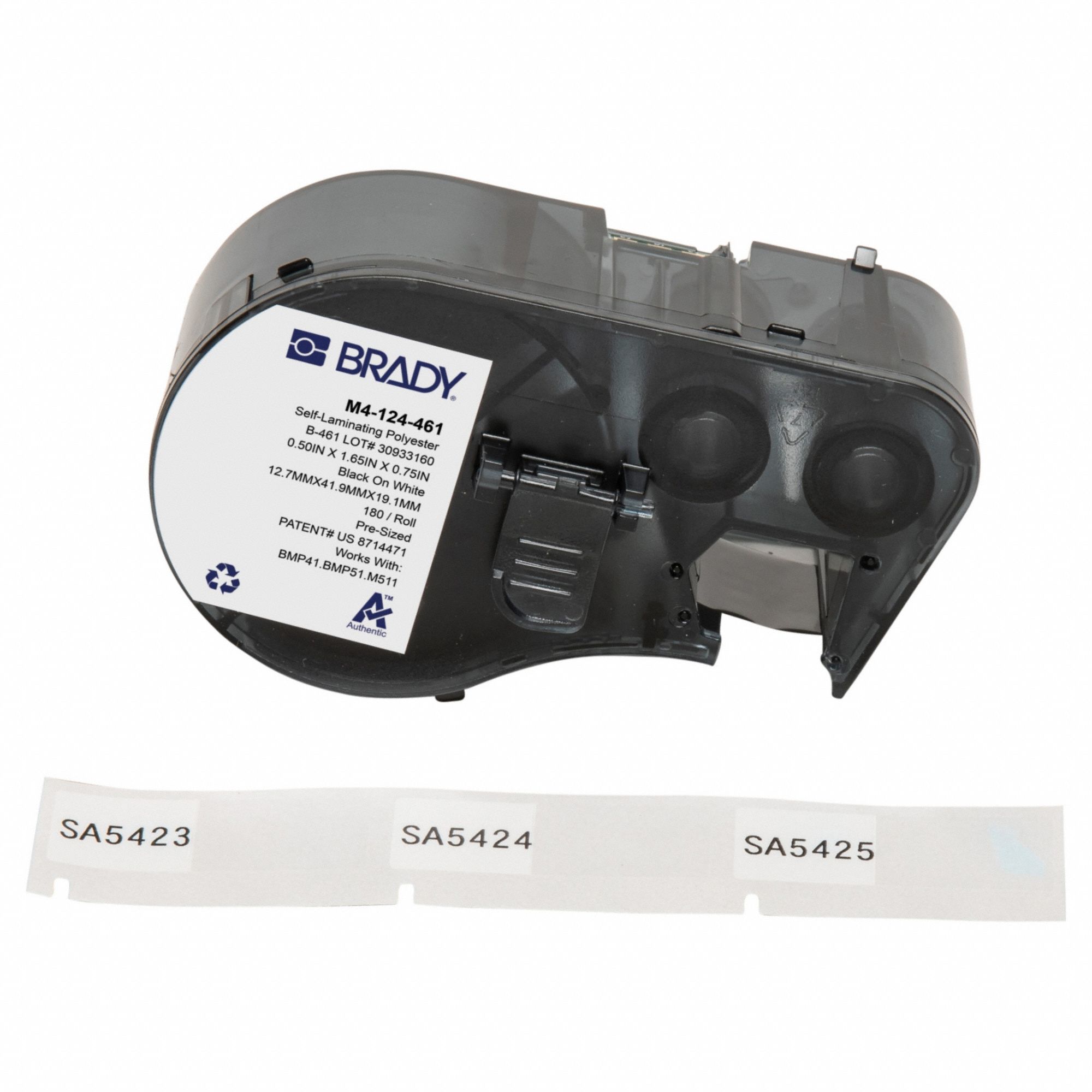 Combined Label and Ribbon Cartridge: Rectangle, 1/2 in x 1 21/32 in, Black on White, -321°F to 230°F