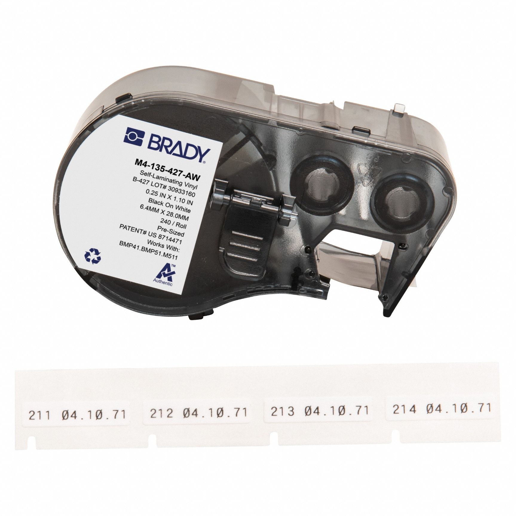 PRECUT LABEL ROLL CARTRIDGE,VINYL,WHITE