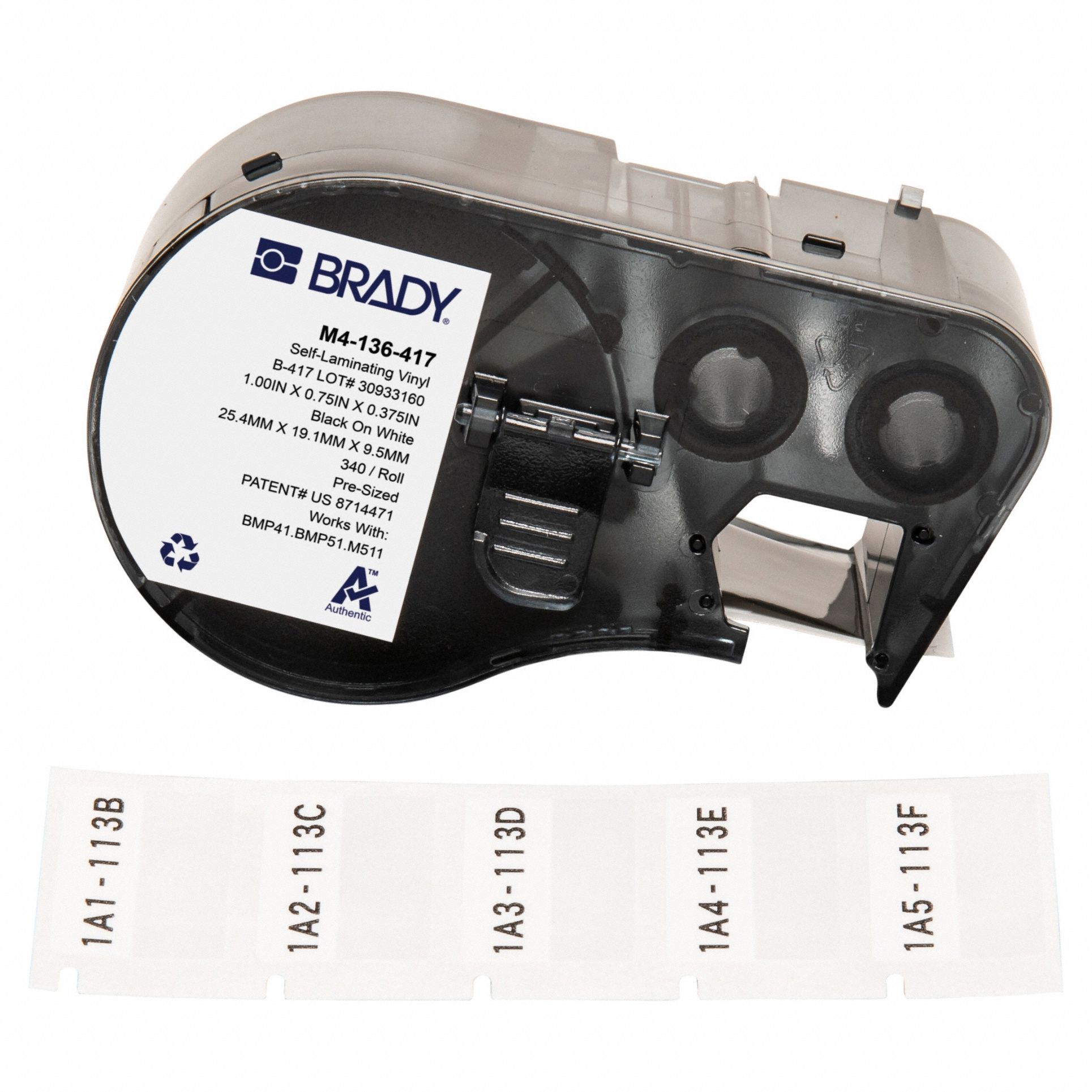 Wraparound Label: 3/4 in x 1 in, Self-Extinguishing Vinyl, White (Matte), 340 Labels Included