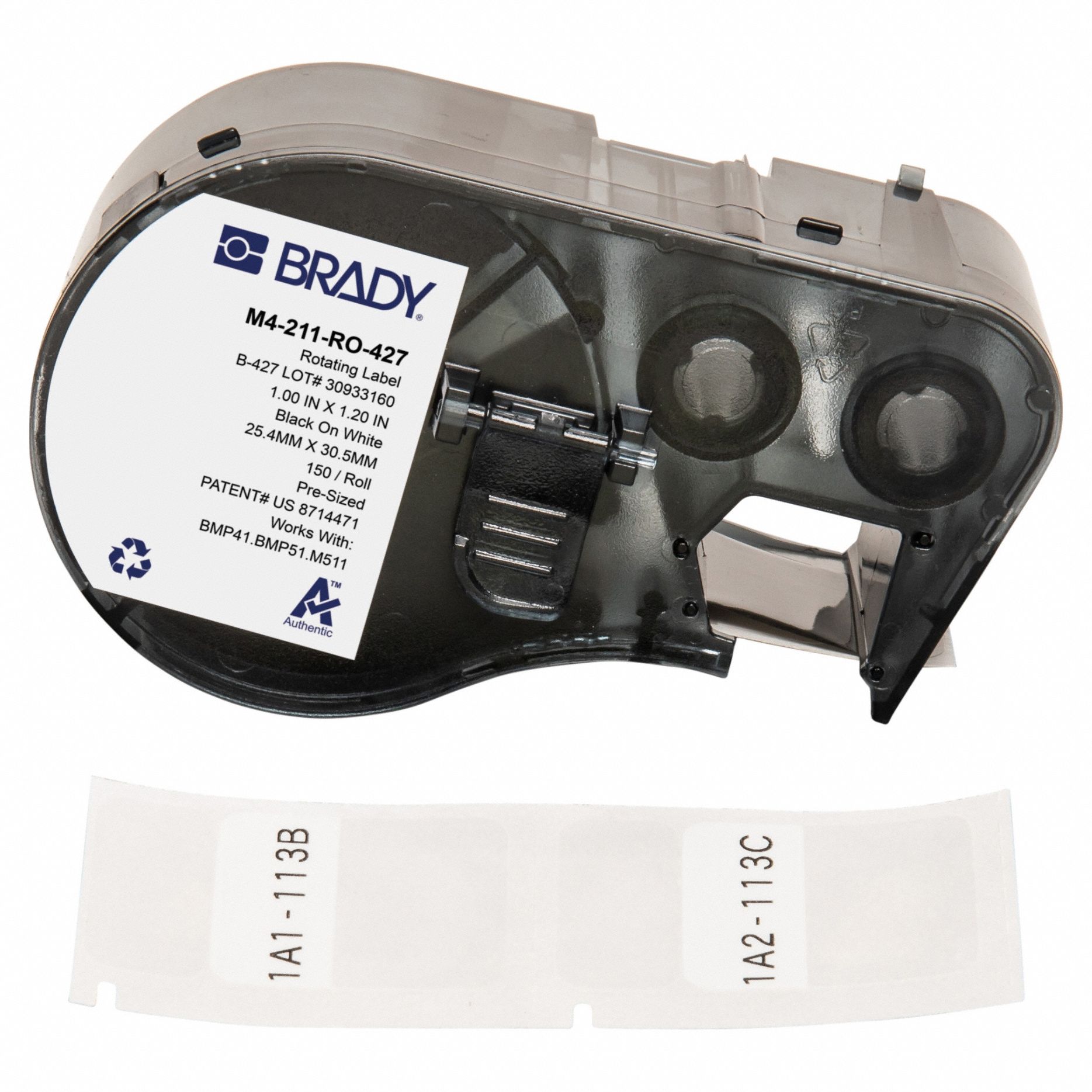 Wraparound Label: 1 3/16 in x 1 in, Vinyl, White (Matte), For 20 AWG to 10 AWG Wire Gauge