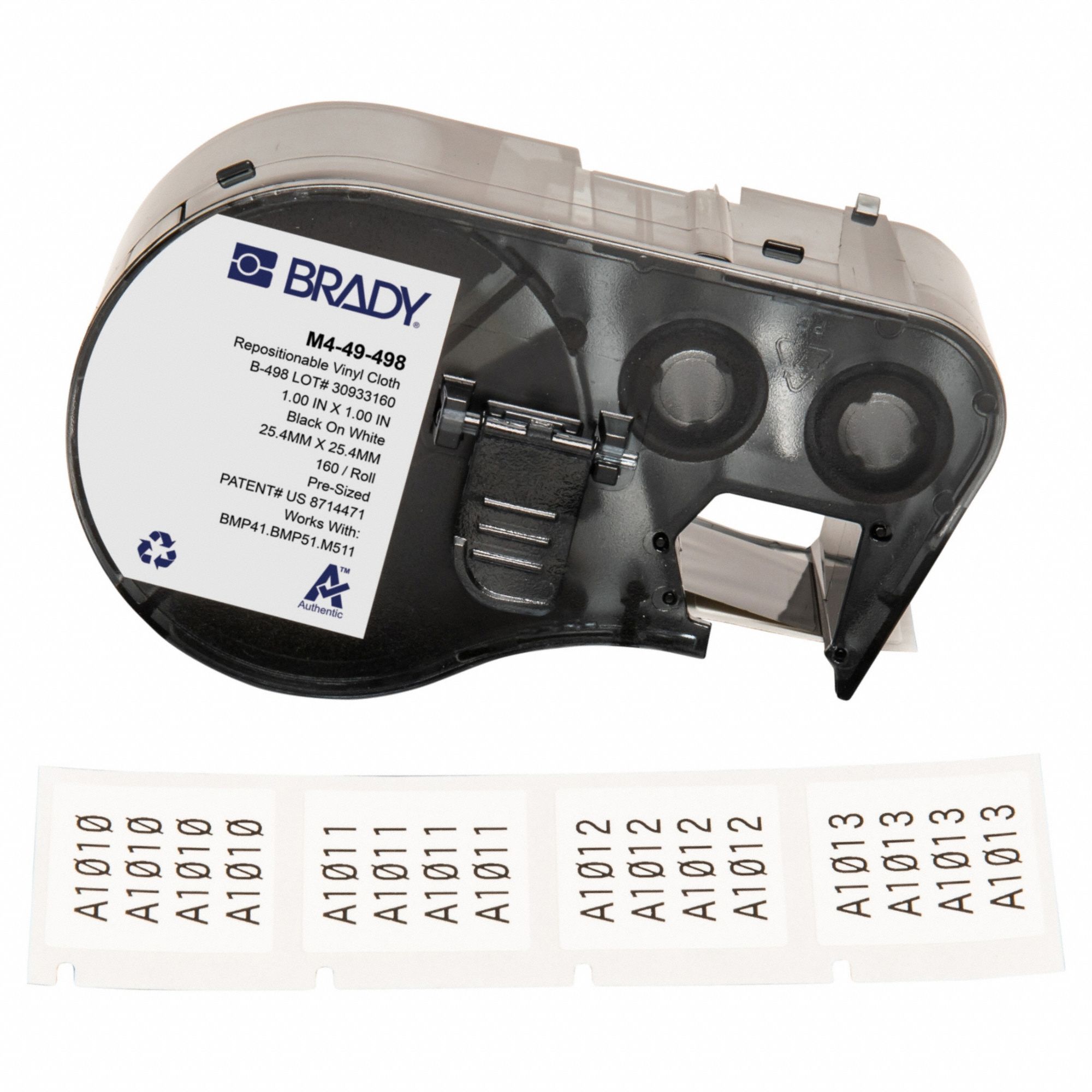 PRECUT LABEL ROLL CARTRIDGE,VINYL,WHITE