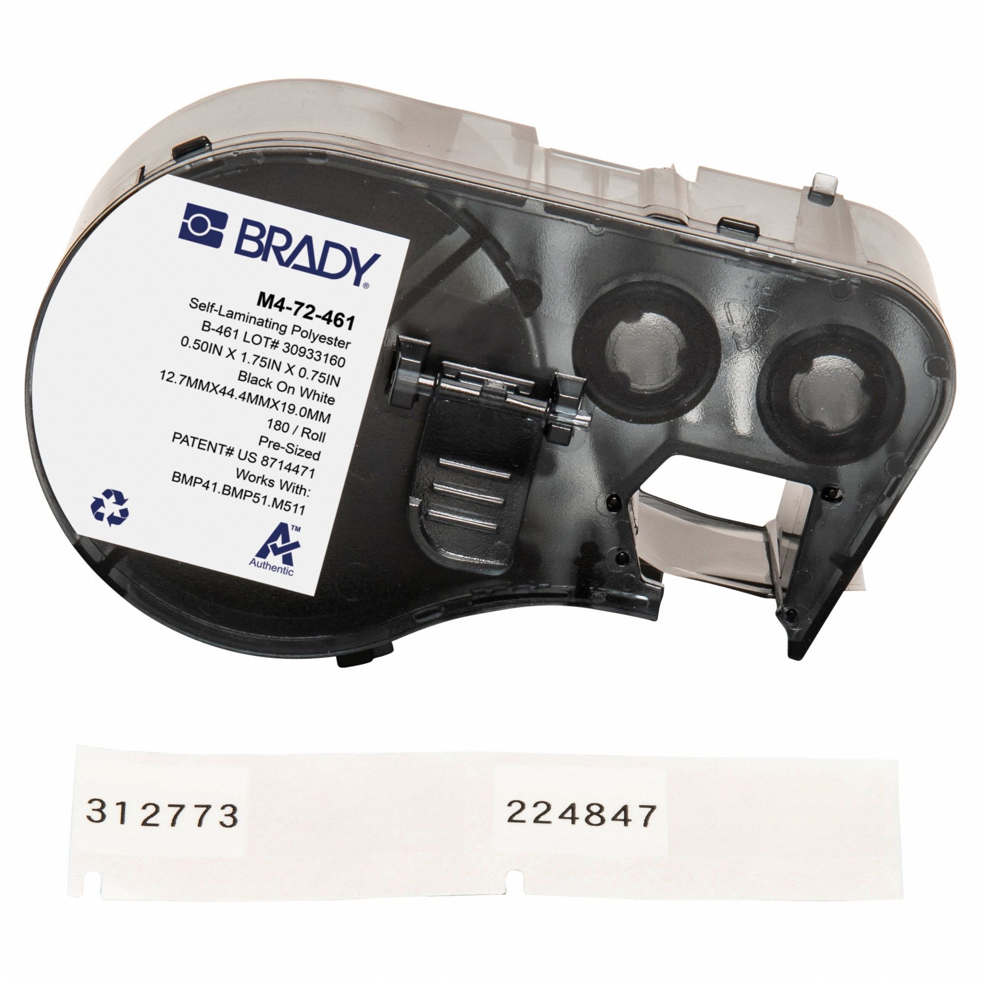 Combined Label and Ribbon Cartridge: Rectangle, 1/2 in x 1 3/4 in, Cryogenic Autoclavable Polyester