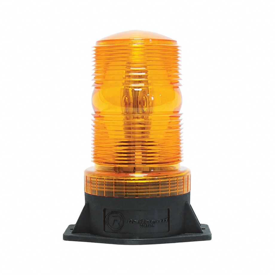 Strobe Light: Amber, LED, 5 in Overall Lg, 3 29/32 in Overall Wd, 2 1/4 in Overall Dia