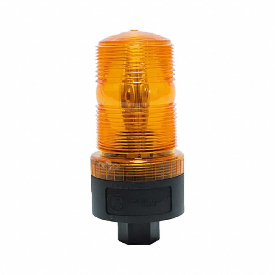 Strobe Light: Amber, LED, 5 in Overall Lg, 3 29/32 in Overall Wd, 2 1/4 in Overall Dia