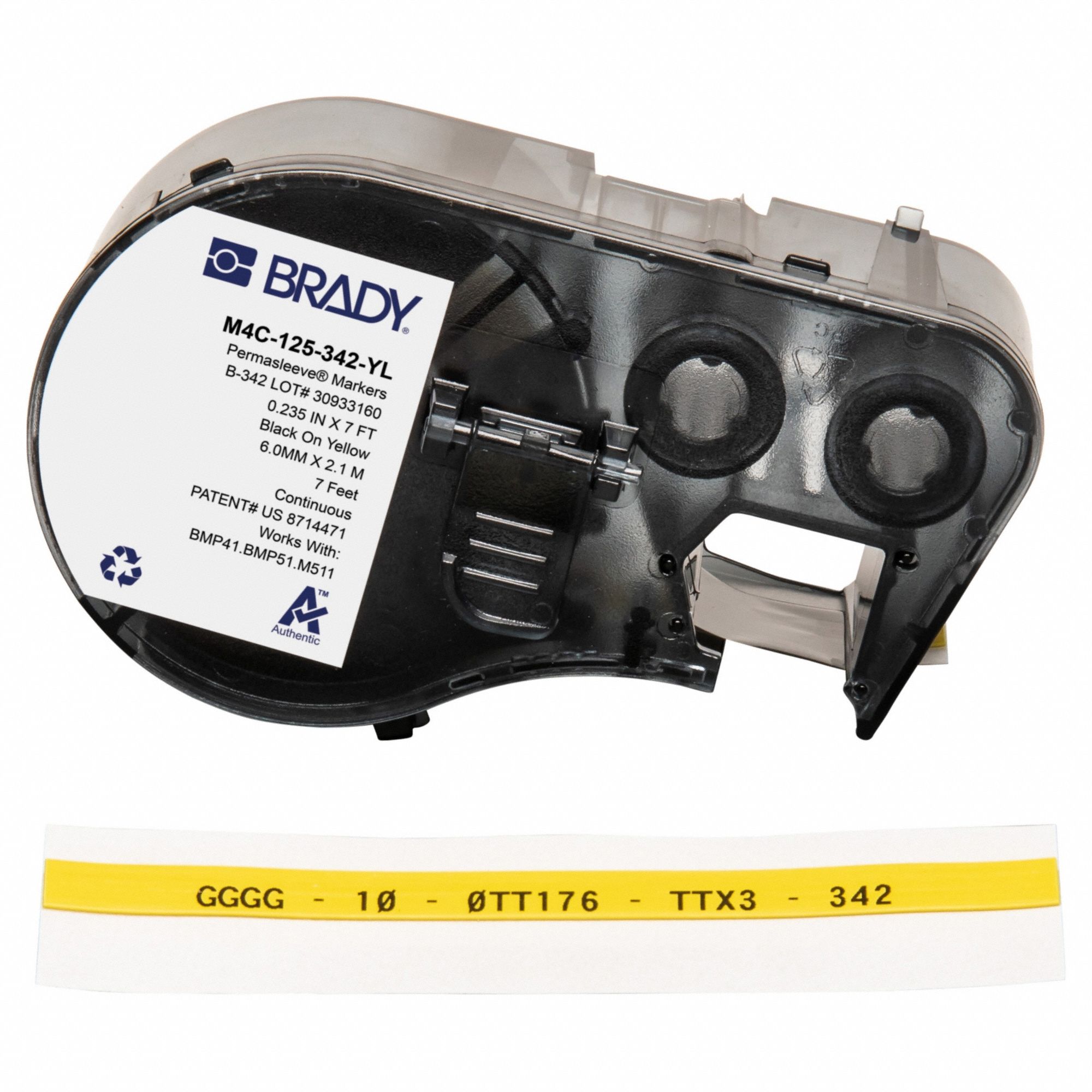 Sleeve Label: 1/4 in, Polyolefin, Yellow (Matte), For 16 AWG to 22 AWG Wire Gauge