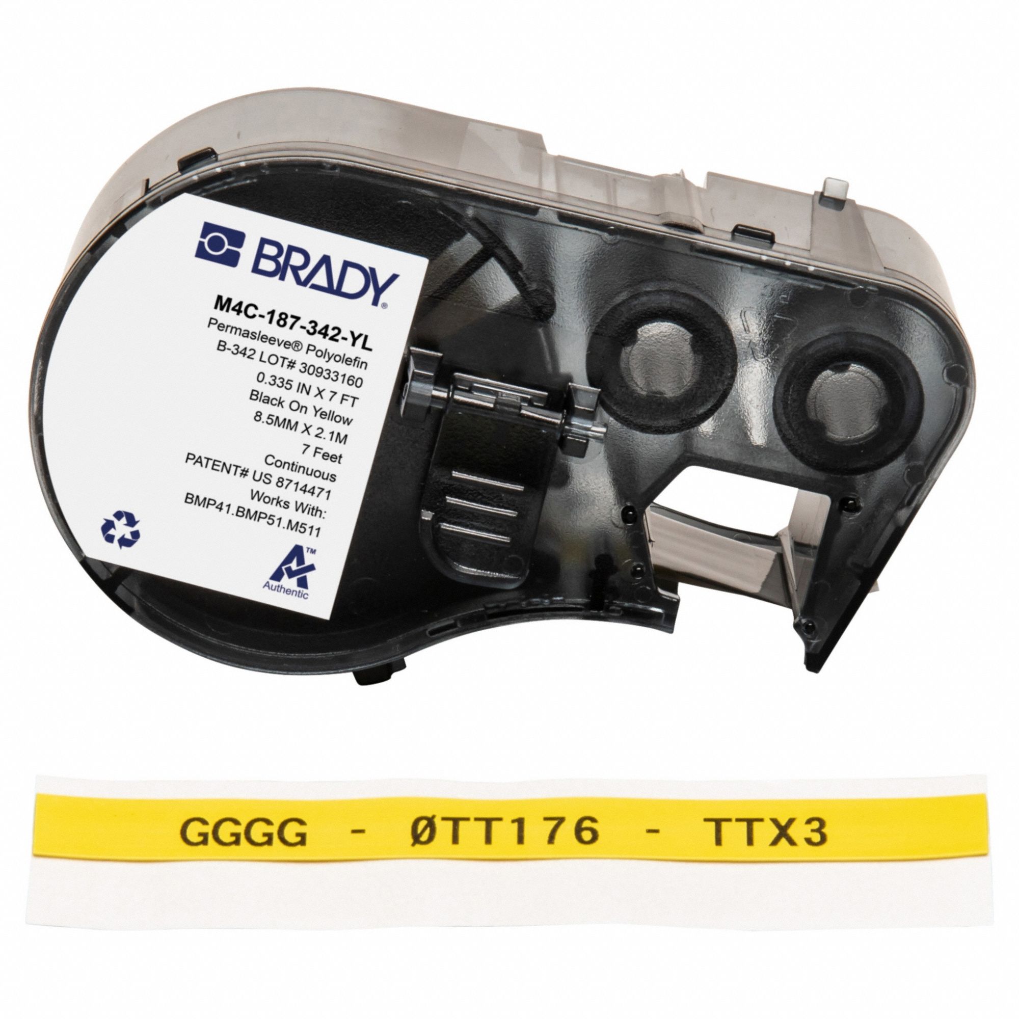 Sleeve Label: 11/32 in, Polyolefin, Yellow (Matte), For 10 AWG to 20 AWG Wire Gauge