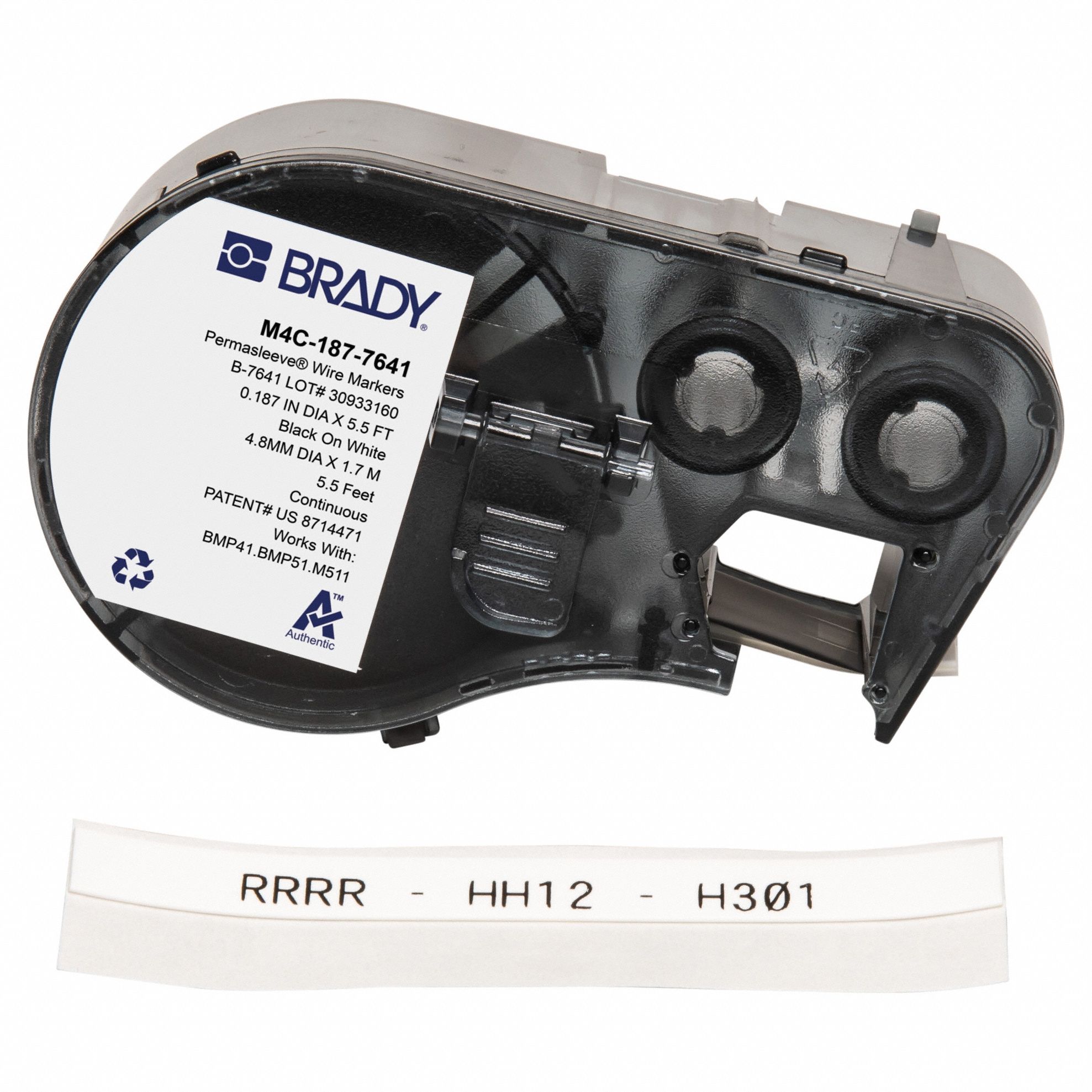 Sleeve Label: 1 in x 11/32 in, Polyolefin, White (Matte), For 10 AWG to 16 AWG Wire Gauge
