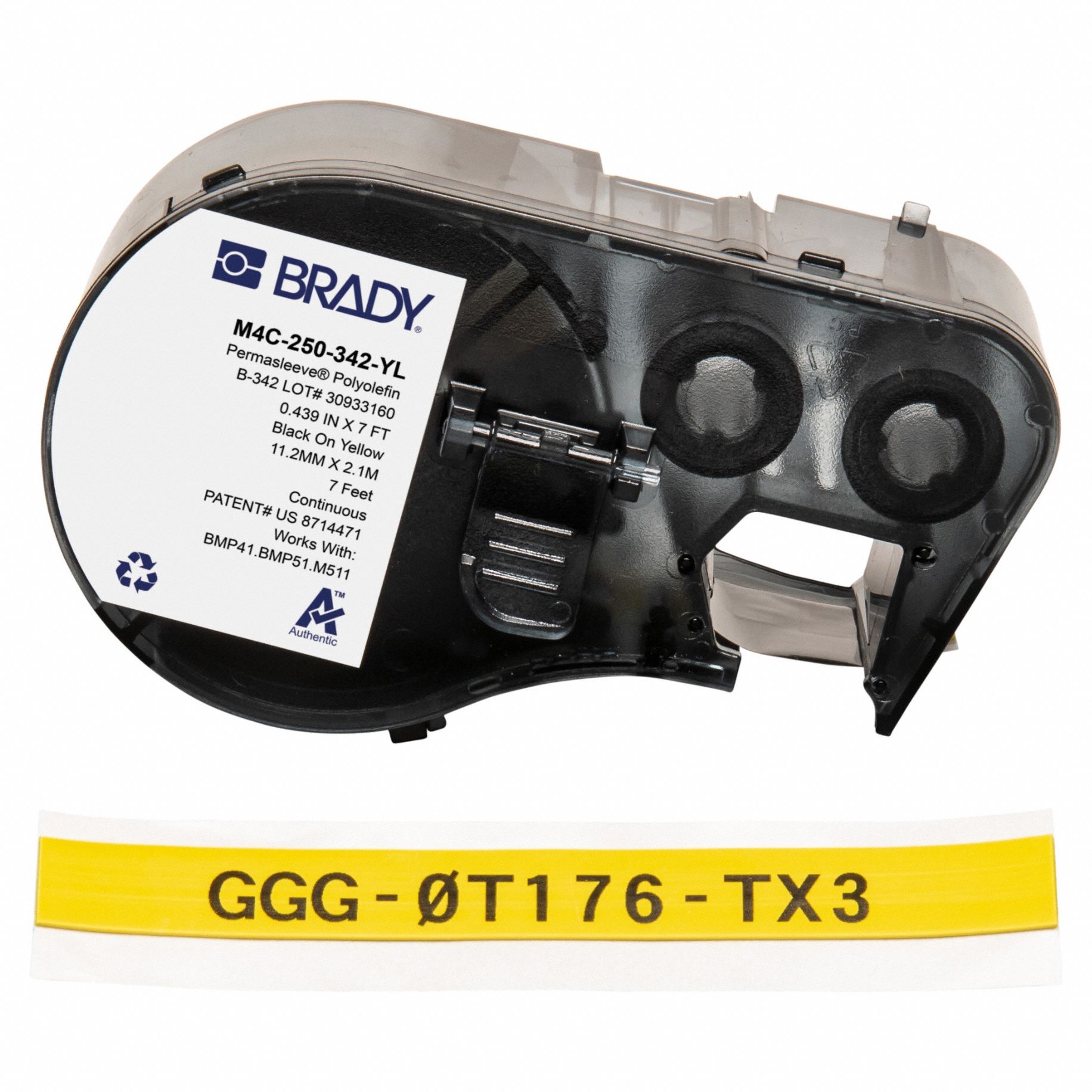 Sleeve Label: 7/16 in, Polyolefin, Yellow (Matte), For 8 AWG to 16 AWG Wire Gauge