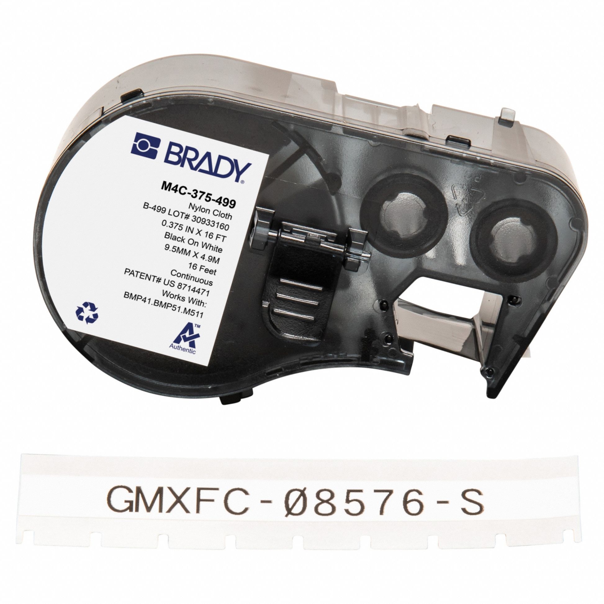 Combined Label and Ribbon Cartridge: 3/8 in, 16 ft, Cryogenic Autoclavable Nylon, Black on White