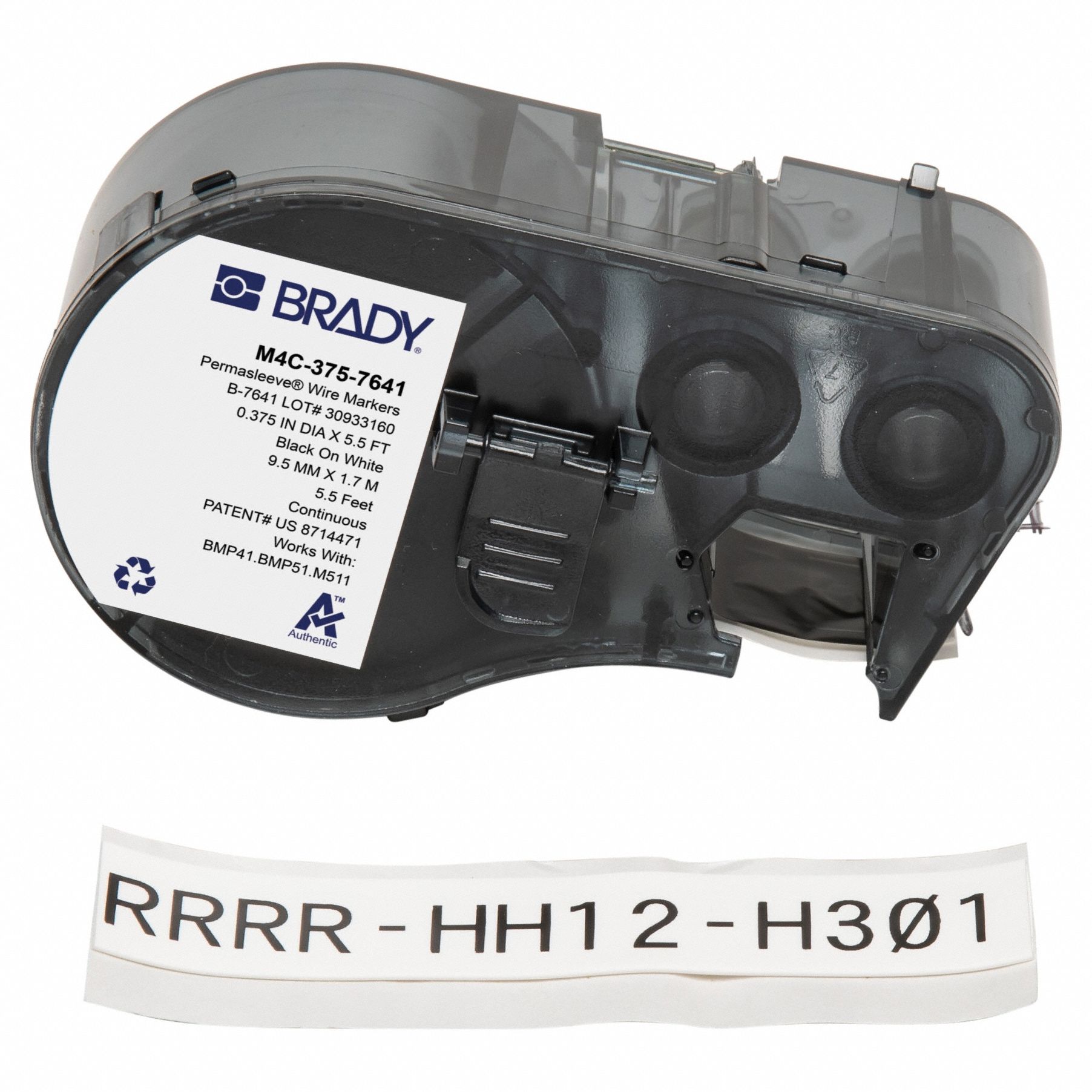 Sleeve Label: 1 in x 21/32 in, Polyolefin, White (Matte), For 4 AWG to 8 AWG Wire Gauge