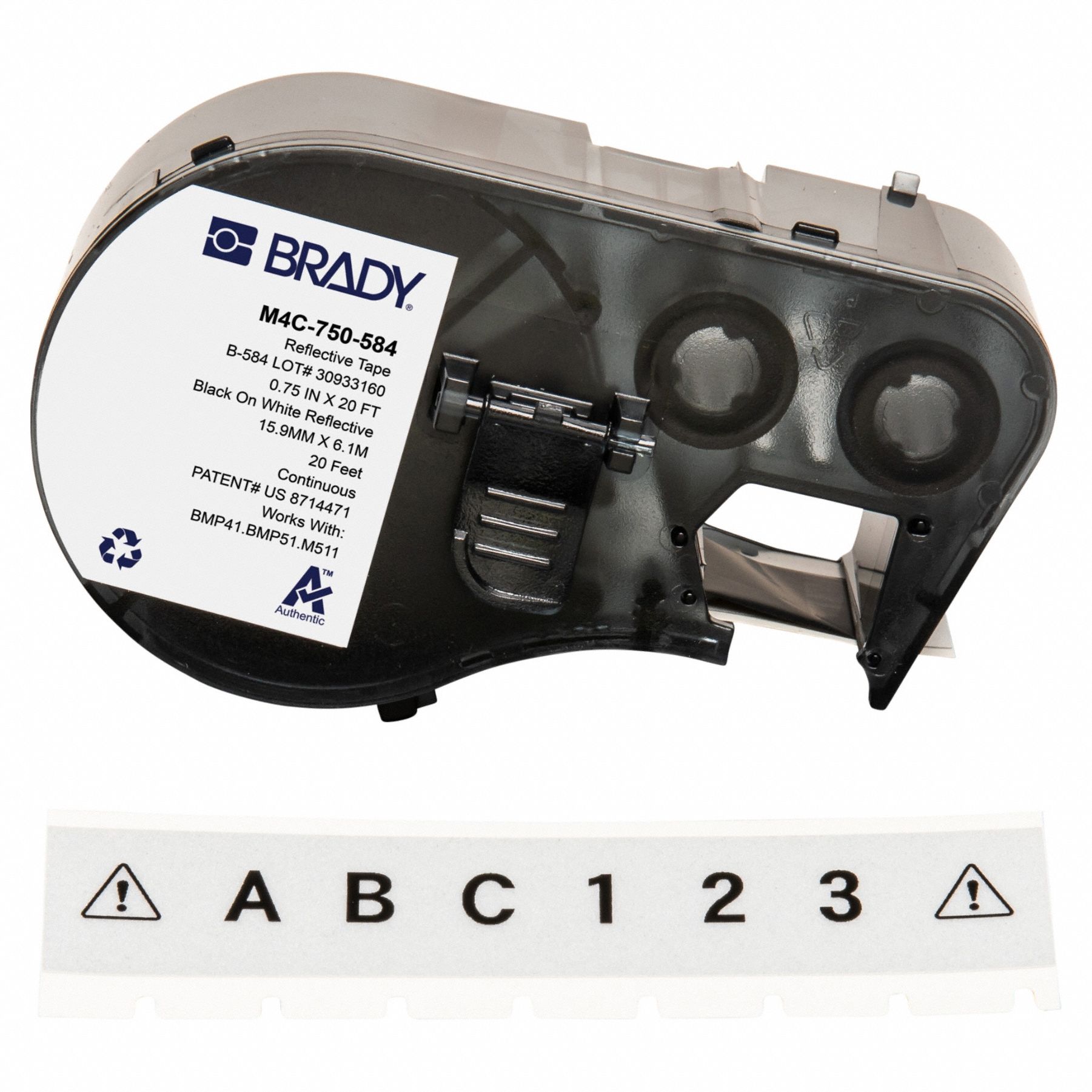 Combined Label and Ribbon Cartridge: 3/4 in x 20 ft, Plastic, White (Gloss), Outdoor