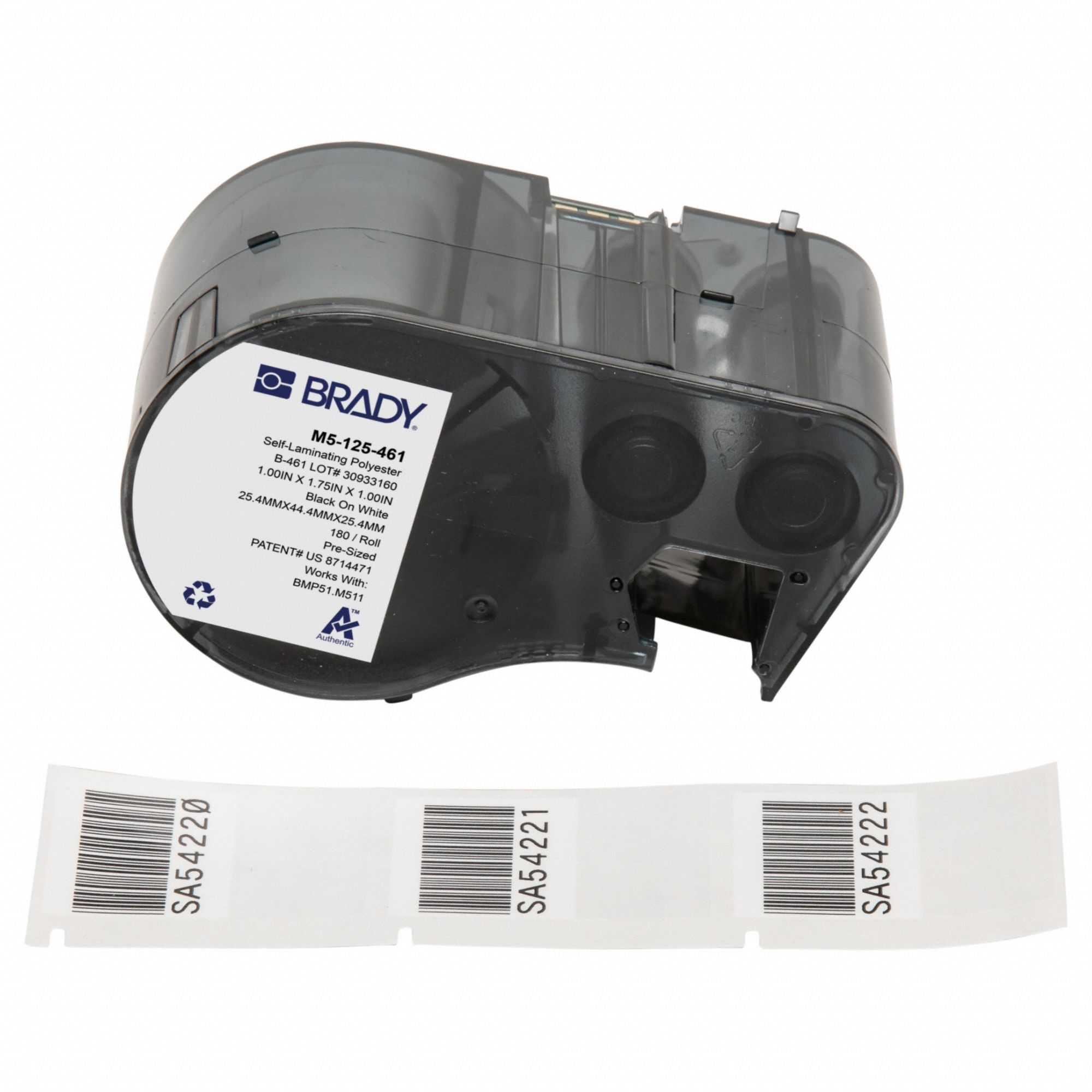 Combined Label and Ribbon Cartridge: Rectangle, 1 in x 1 3/4 in, Cryogenic Autoclavable Polyester