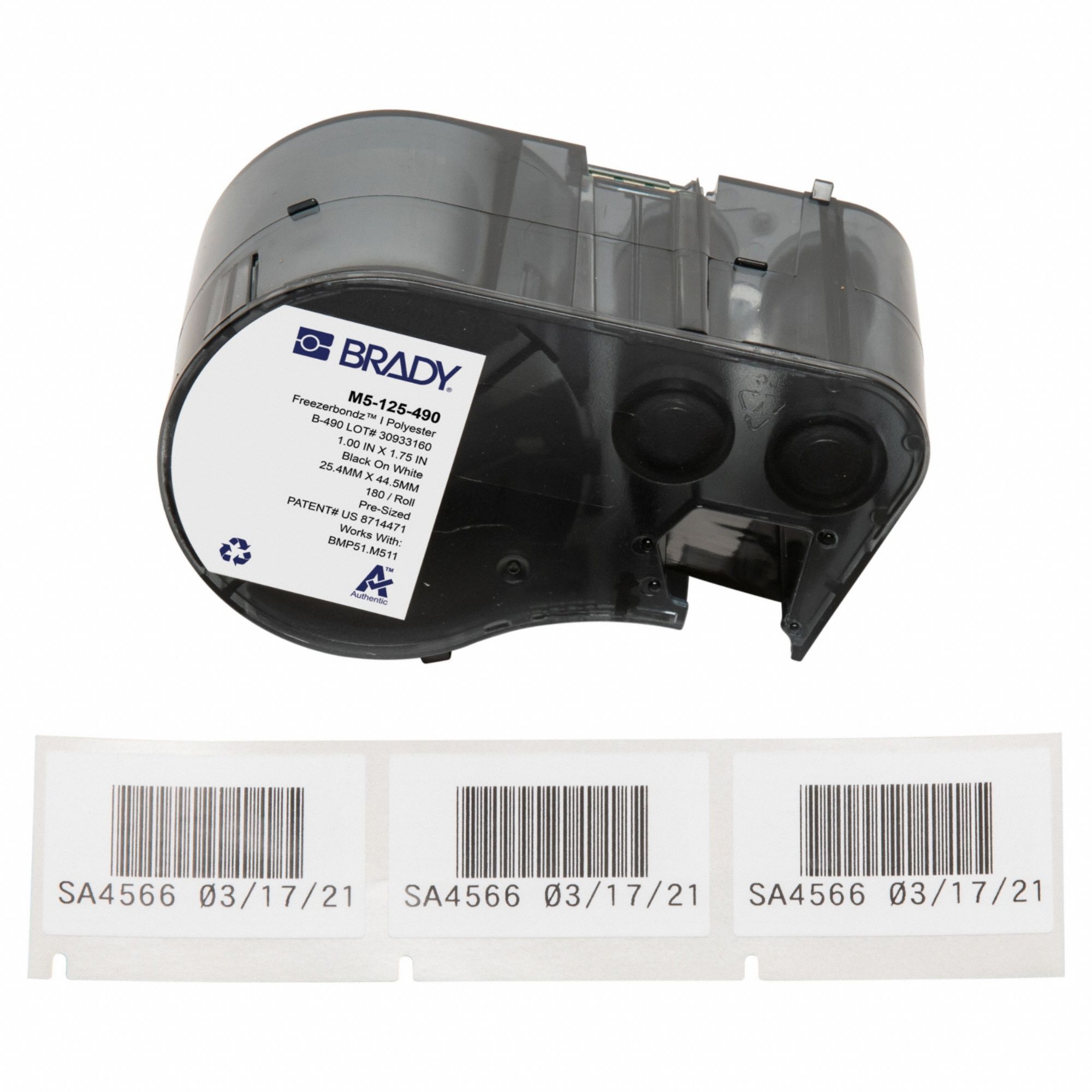 Combined Label and Ribbon Cartridge: Rectangle, 1 in x 1 3/4 in, Cryogenic Autoclavable Polyester