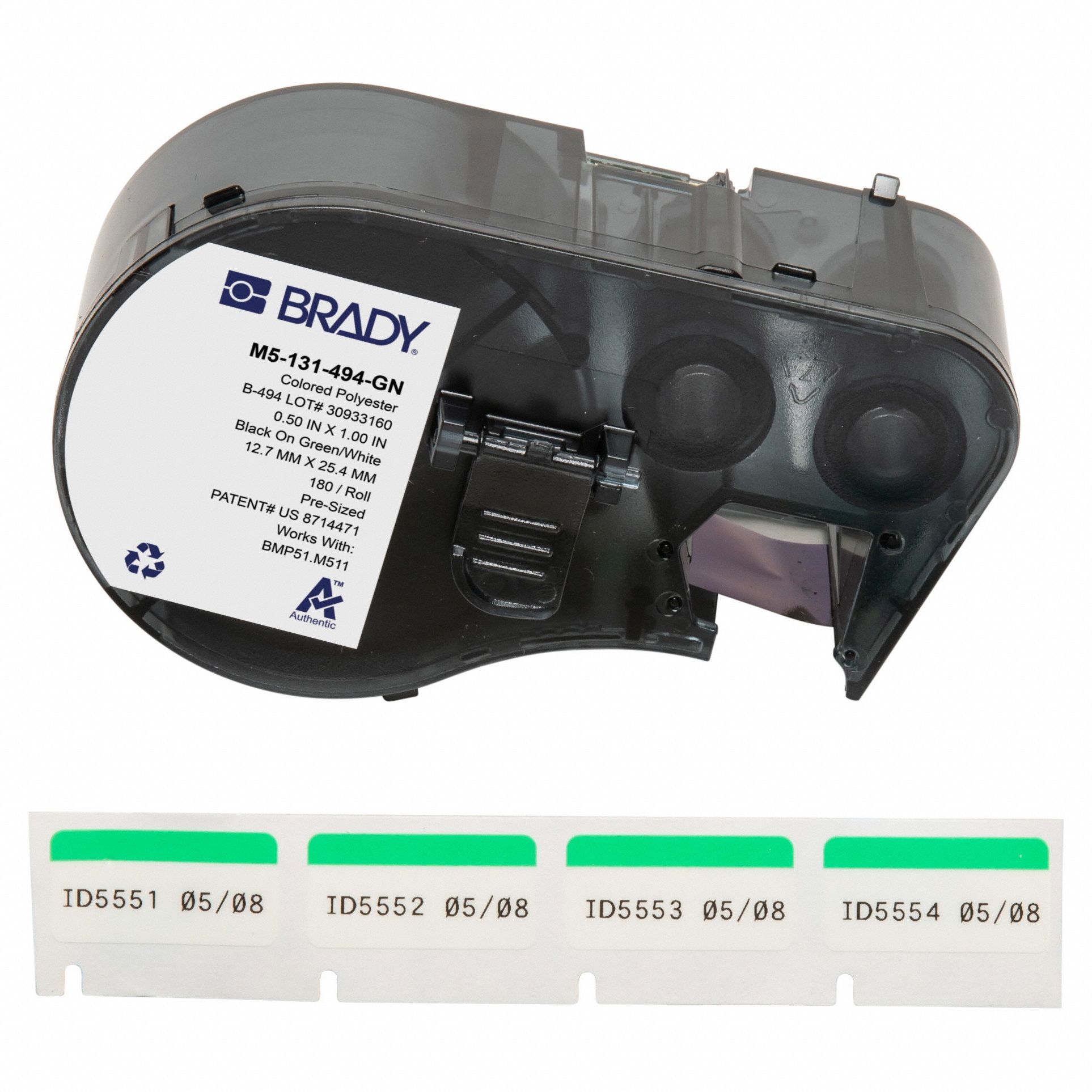 Combined Label and Ribbon Cartridge: 1/2 in x 1 in, 1 in, Cryogenic Polyester, 180 Labels Included