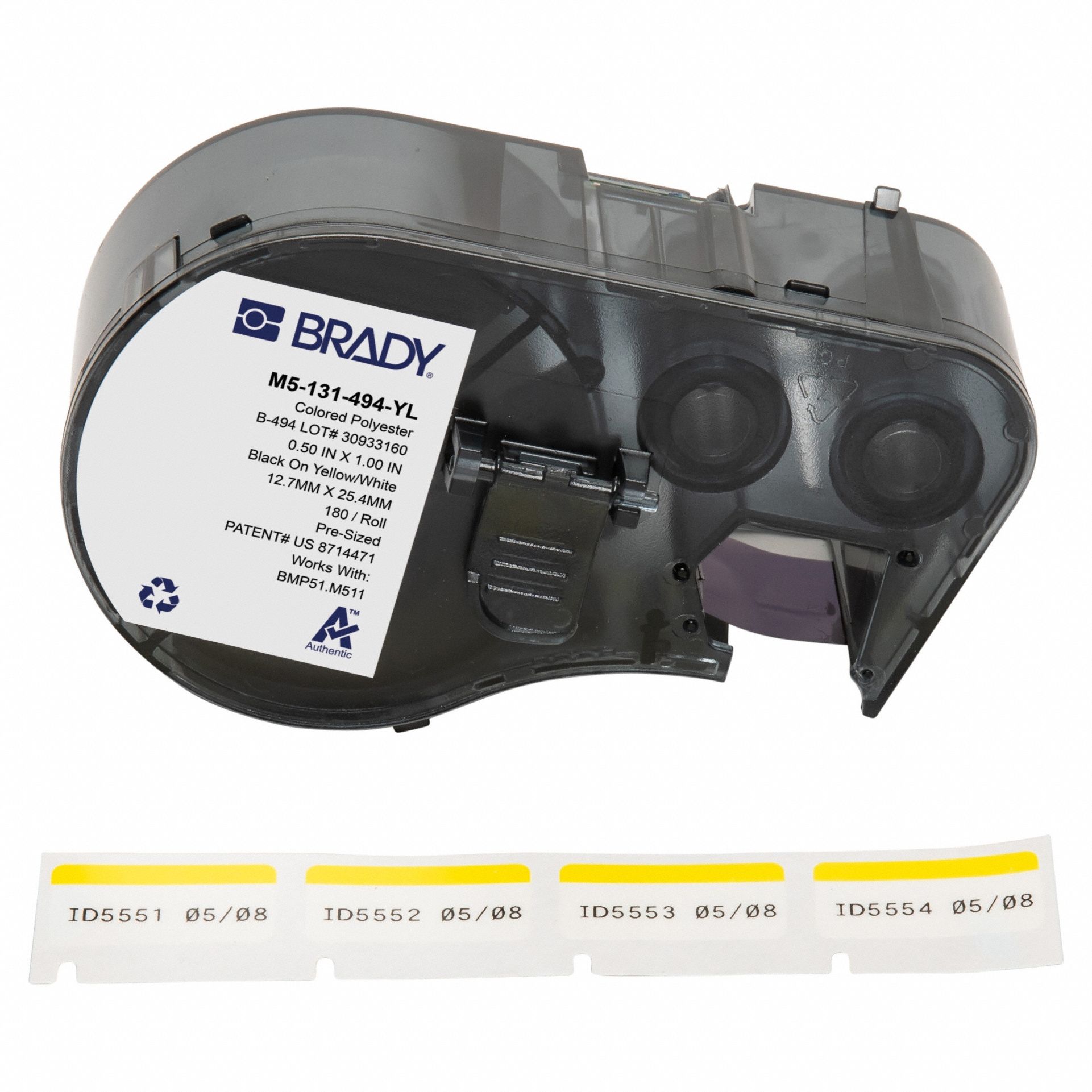 Combined Label and Ribbon Cartridge: 1/2 in x 1 in, 1 in, Cryogenic Polyester, 180 Labels Included