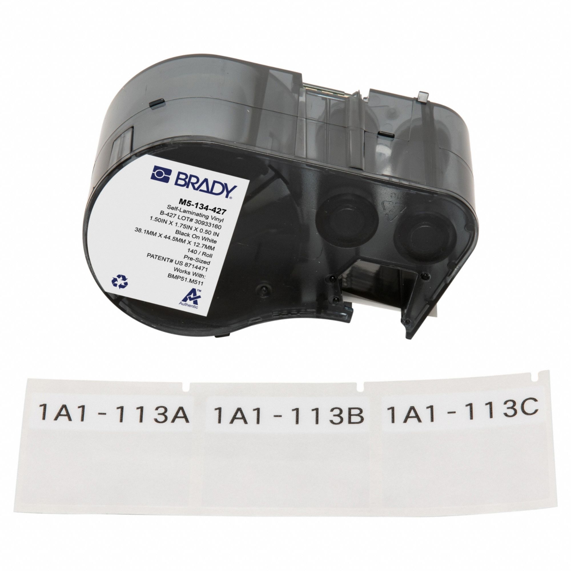 Wraparound Label: 1 1/2 in x 1 3/4 in, Vinyl, White (Matte), For 10 AWG to 4 AWG Wire Gauge