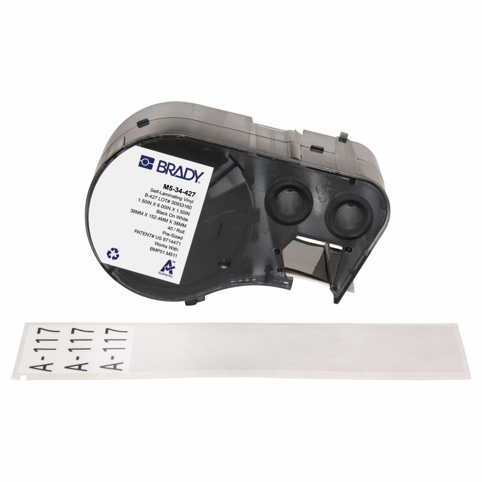 Wraparound Label: 6 in x 1 1/2 in, Vinyl, White (Matte), For 0.64 in to 1.43 in Wire Dia