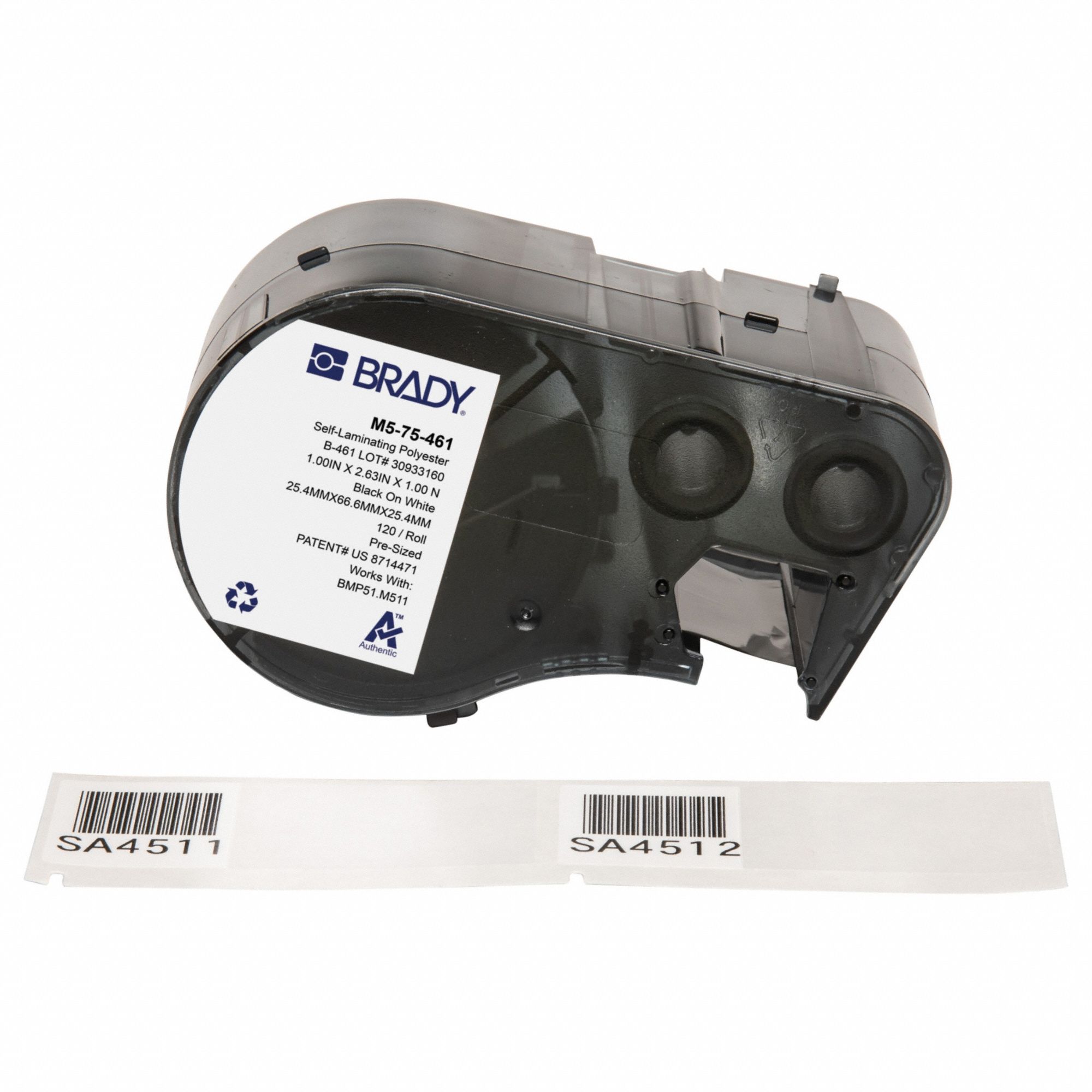 Combined Label and Ribbon Cartridge: Rectangle, 1 in x 2 5/8 in, Cryogenic Autoclavable Polyester