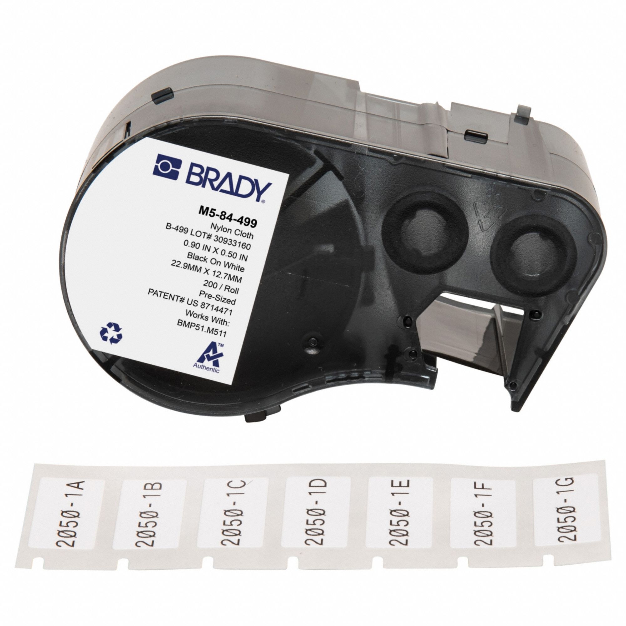 Combined Label and Ribbon Cartridge: 1/2 in x 29/32 in, 29/32 in, Autoclavable Nylon/Cryogenic Nylon