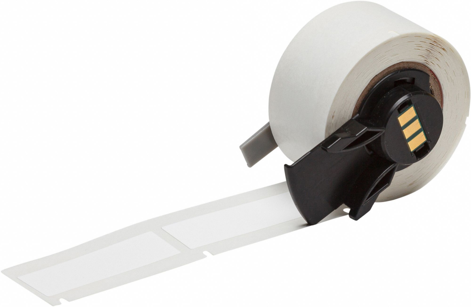 Pre-Cut Label Stock Roll: 1 51/64 in Label Ht, 19/32 in Label Wd, 1 51/64 in Roll Lg, White