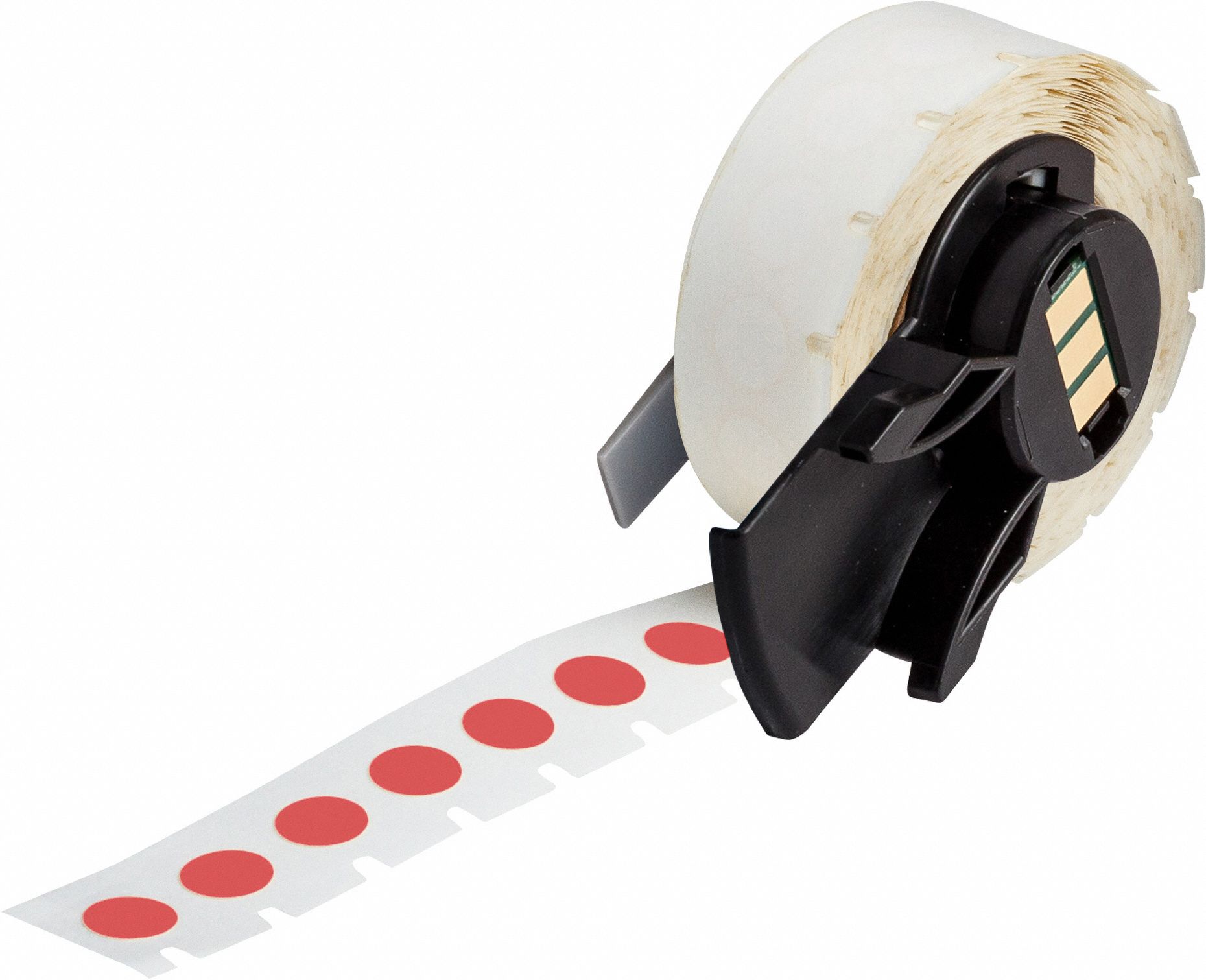 Pre-Cut Label Stock Roll: Circle, 3/8 in x 3/8 in, 3/8 in, Cryogenic Autoclavable Nylon, Red