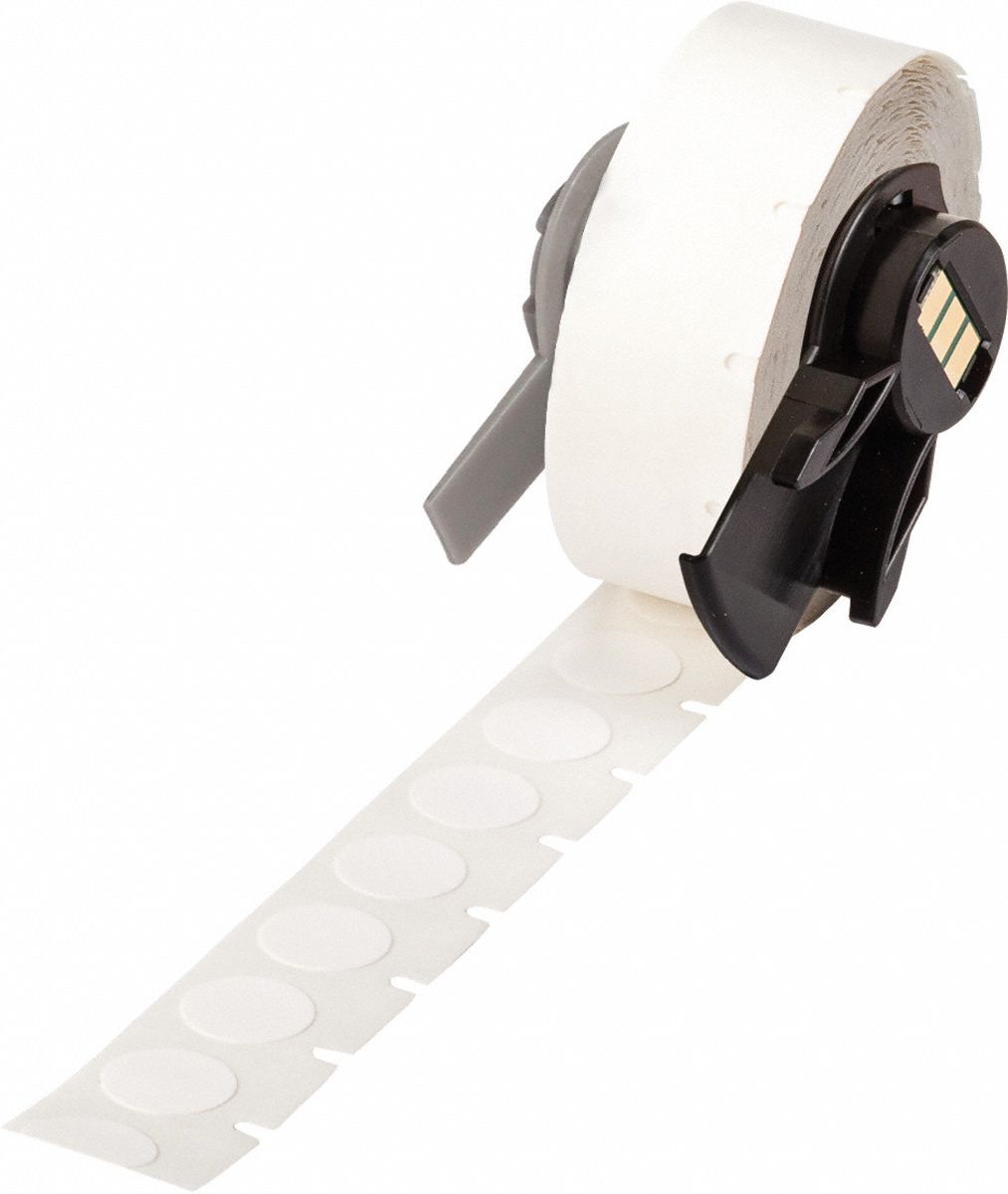 Pre-Cut Label Stock Roll: Circle, 1/2 in x 1/2 in, 1/2 in, Cryogenic Polyester, White, 500 Labels