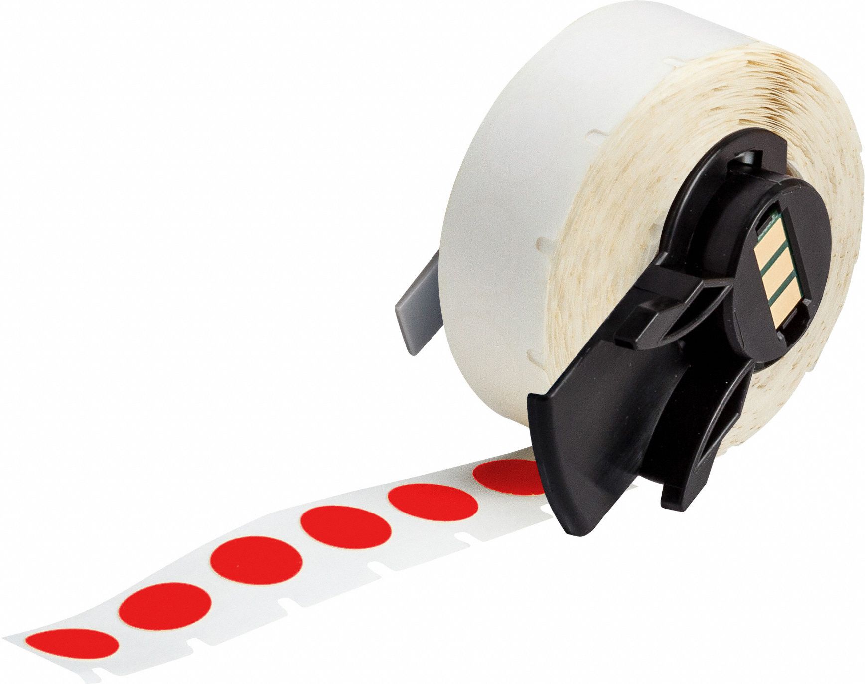 Pre-Cut Label Stock Roll: Circle, 1/2 in x 1/2 in, 1/2 in, Cryogenic Autoclavable Nylon, Red