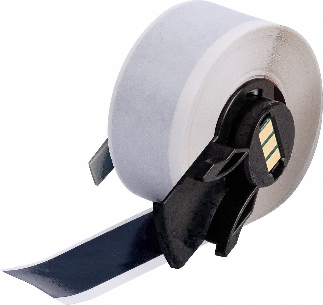 Continuous Label Stock: 1 in x 50 ft, Vinyl, Black (Gloss), Outdoor