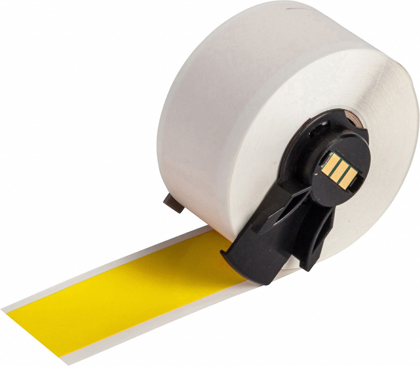 Continuous Label Stock: 1 in x 50 ft, Vinyl, Yellow (Gloss), Outdoor