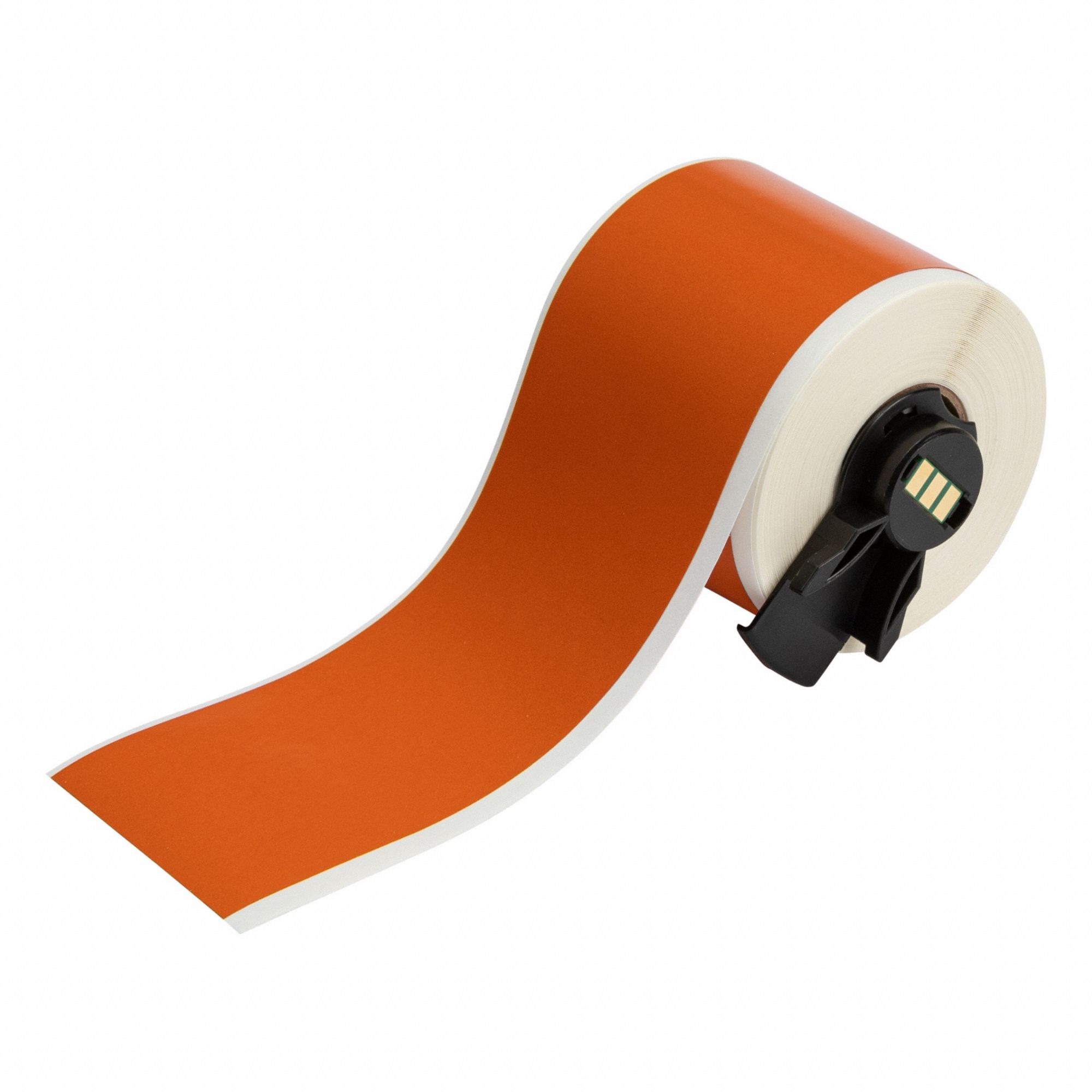 Continuous Label Stock: 2 in x 30 ft, Plastic, Orange (Gloss), Outdoor