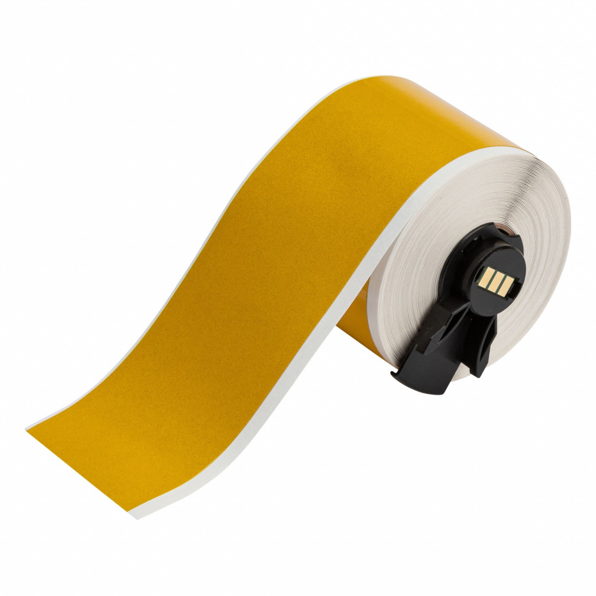 Continuous Label Stock: 2 in x 30 ft, Plastic, Yellow (Gloss), Outdoor