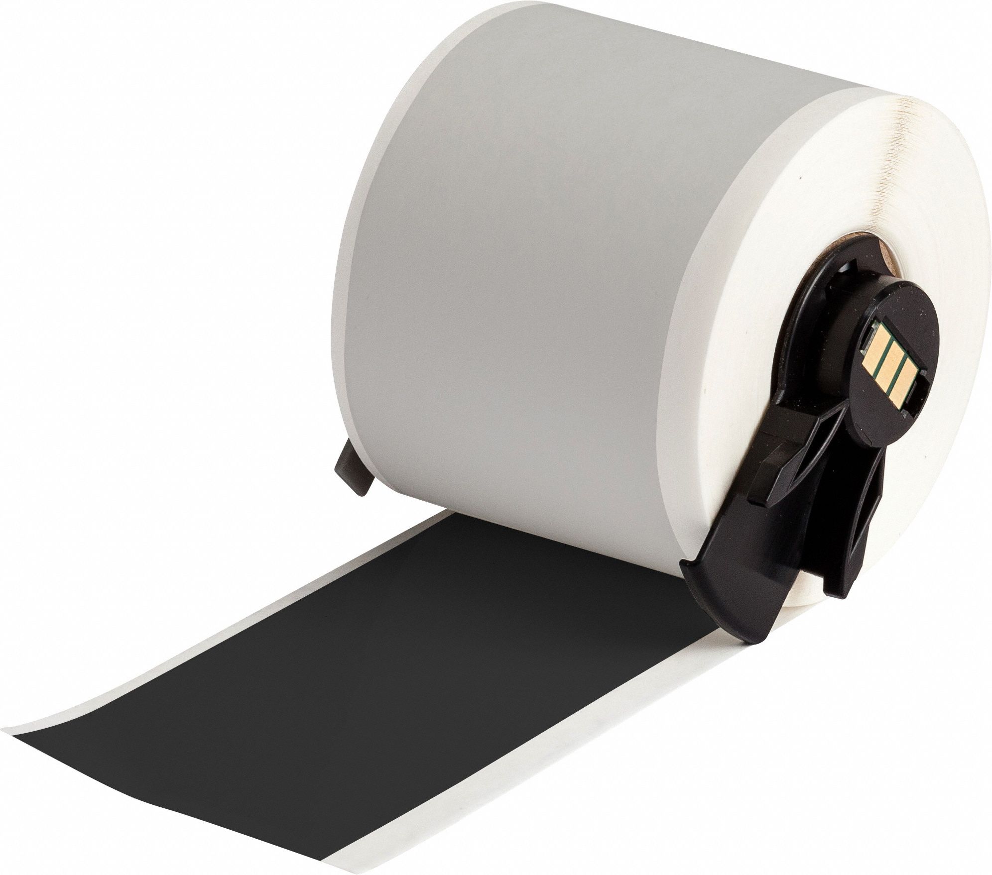 Continuous Label Stock: 2 in x 50 ft, Vinyl, Black (Gloss), Outdoor