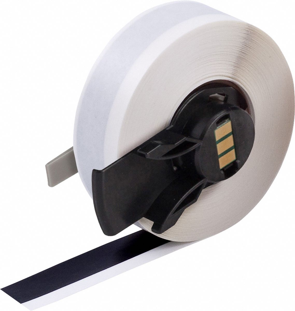 Continuous Label Stock: 1/2 in x 50 ft, Vinyl, Black (Gloss), Outdoor