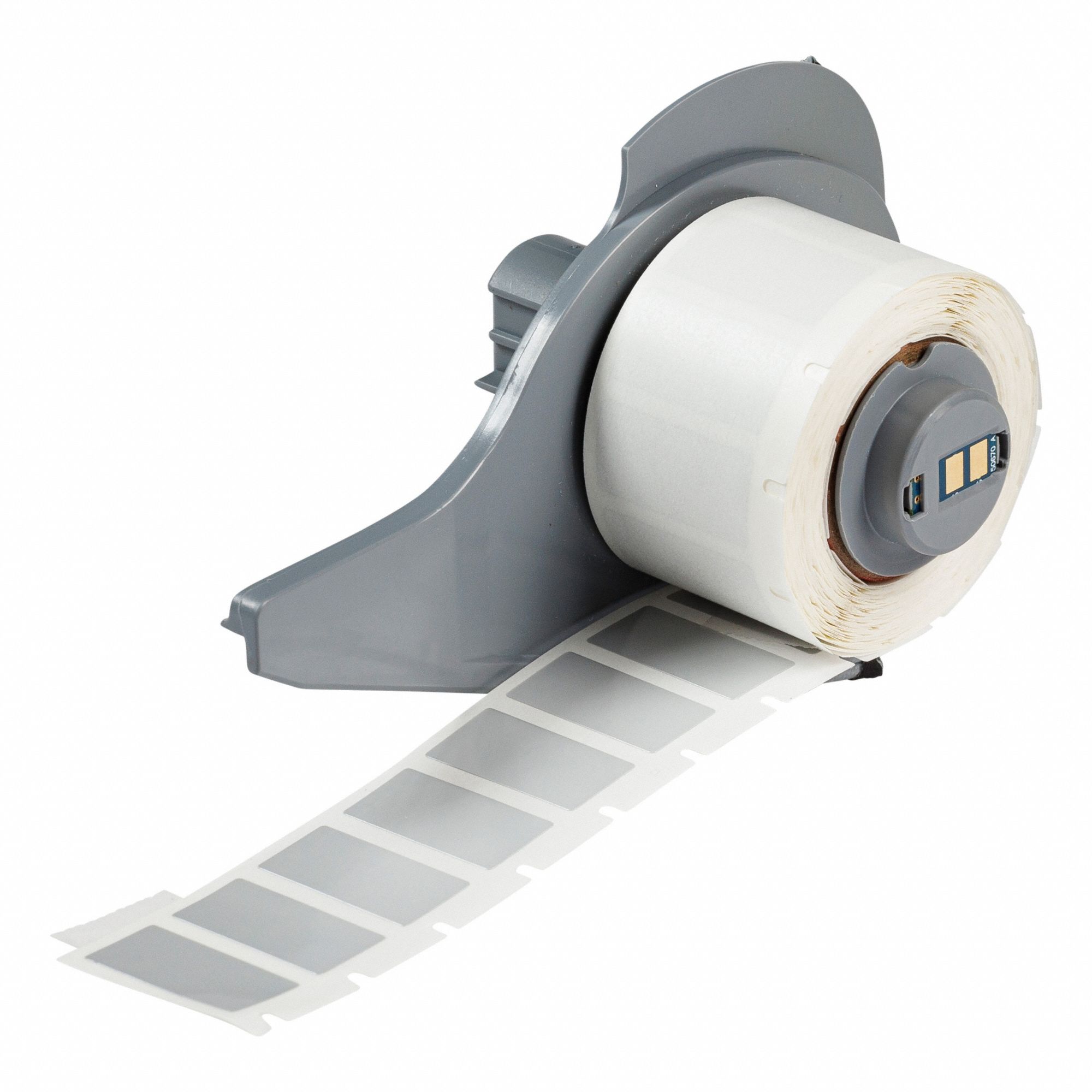 Pre-Cut Label Stock Roll: Rectangle, 1/2 in x 1 in, 1 in x 1/2 in, Polyester, Silver, -94°F to 266°F