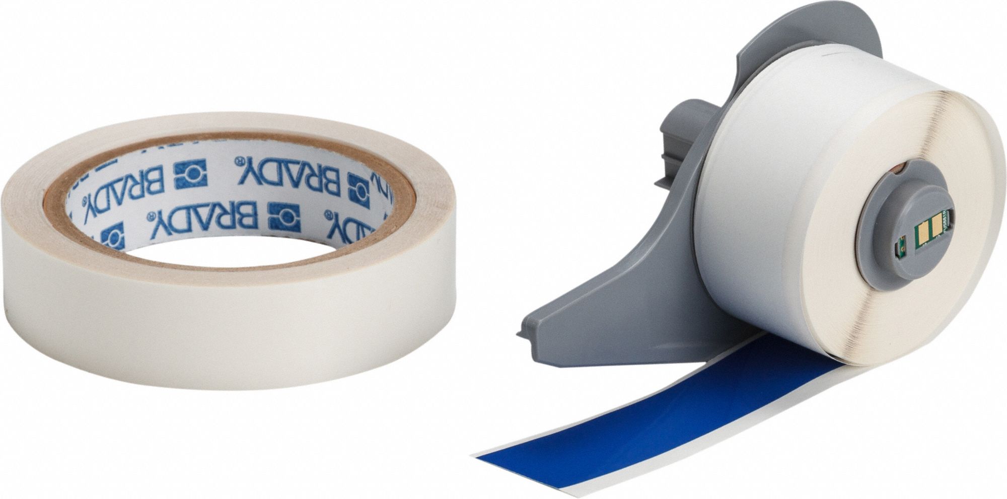 Continuous Label Stock: 1 in x 50 ft, Polyester With  Rubber  Adhesive, Blue (Gloss)