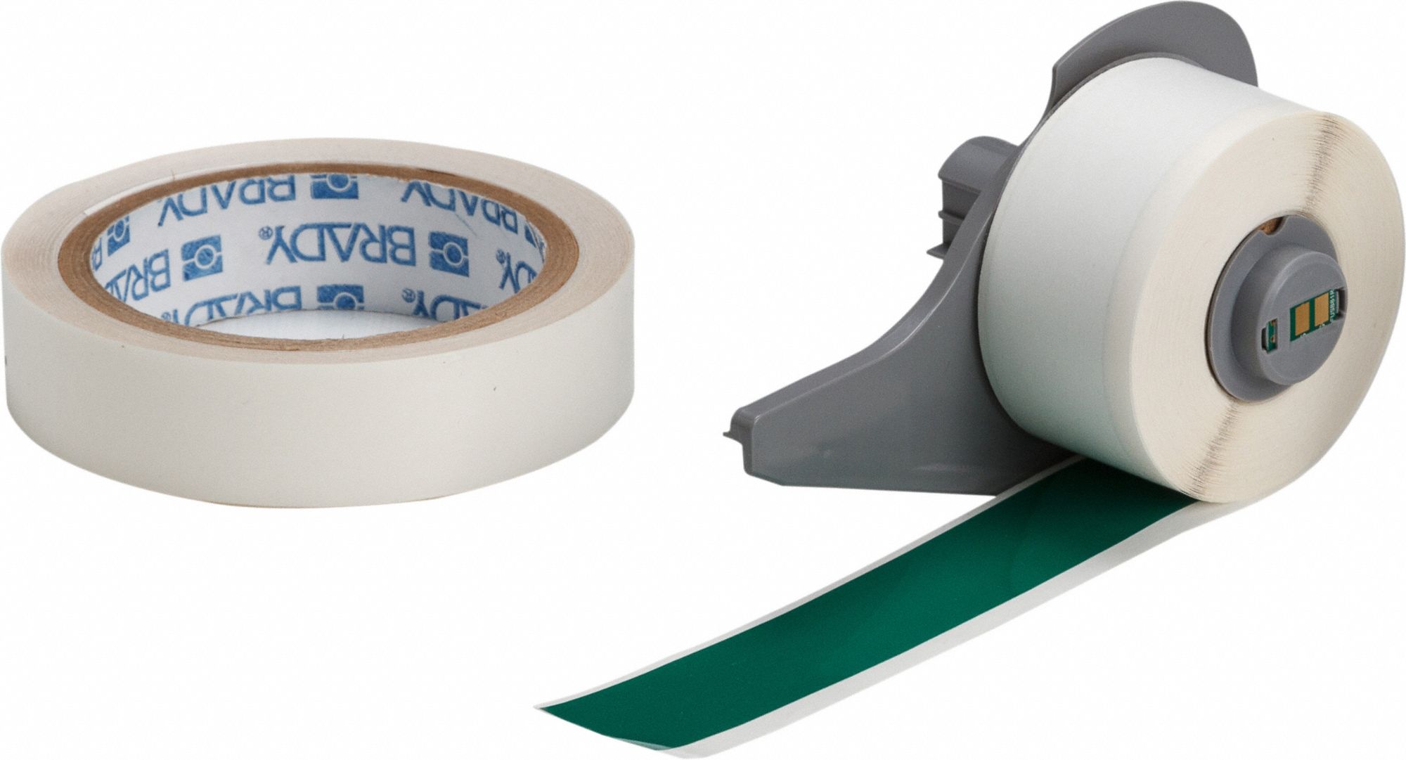 Continuous Label Stock: 1 in x 50 ft, Polyester With  Rubber  Adhesive, Green (Gloss)