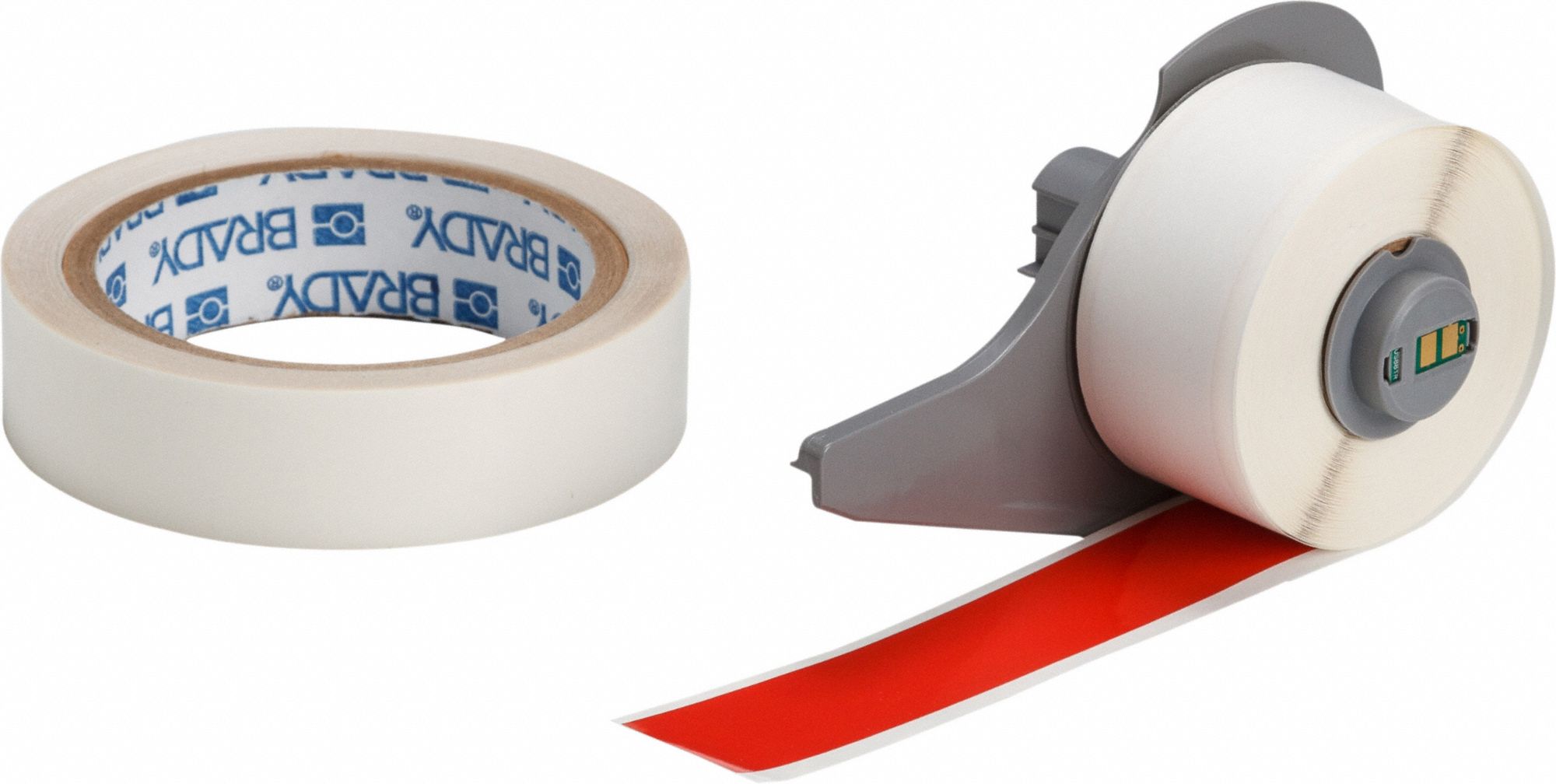 Continuous Label Stock: 1 in x 50 ft, Polyester With  Rubber  Adhesive, Red (Gloss)