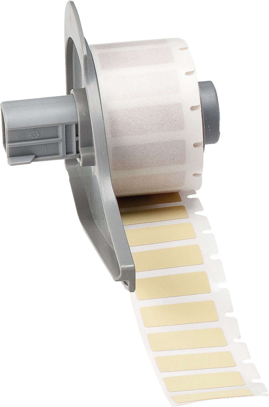 Pre-Cut Label Stock Roll: 3/8 in x 1 in, 1 in x 3/8 in, Polyimide, Permanent Adhesive